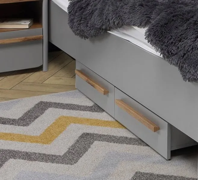 Łóżko z zagłówkiem SURFINIO 120x200 szare dąb catania - SFNL1121-M378