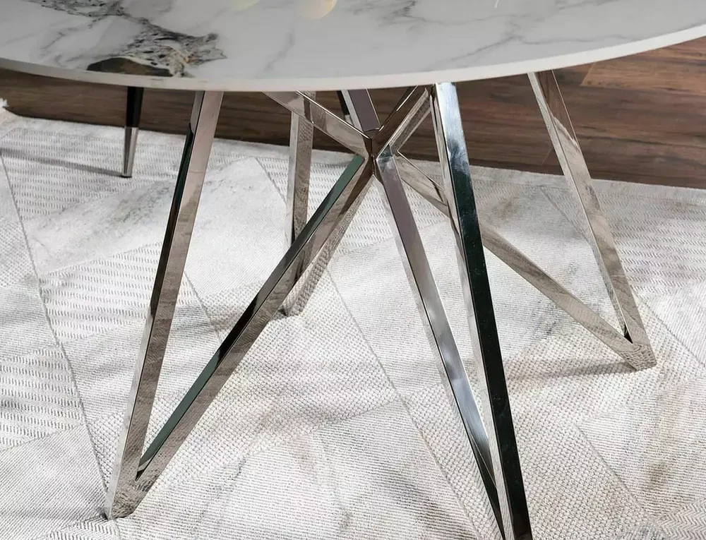 STÓŁ MURANO BIAŁY/ CHROM STELAŻ FI90 - MURANOBCHFI90