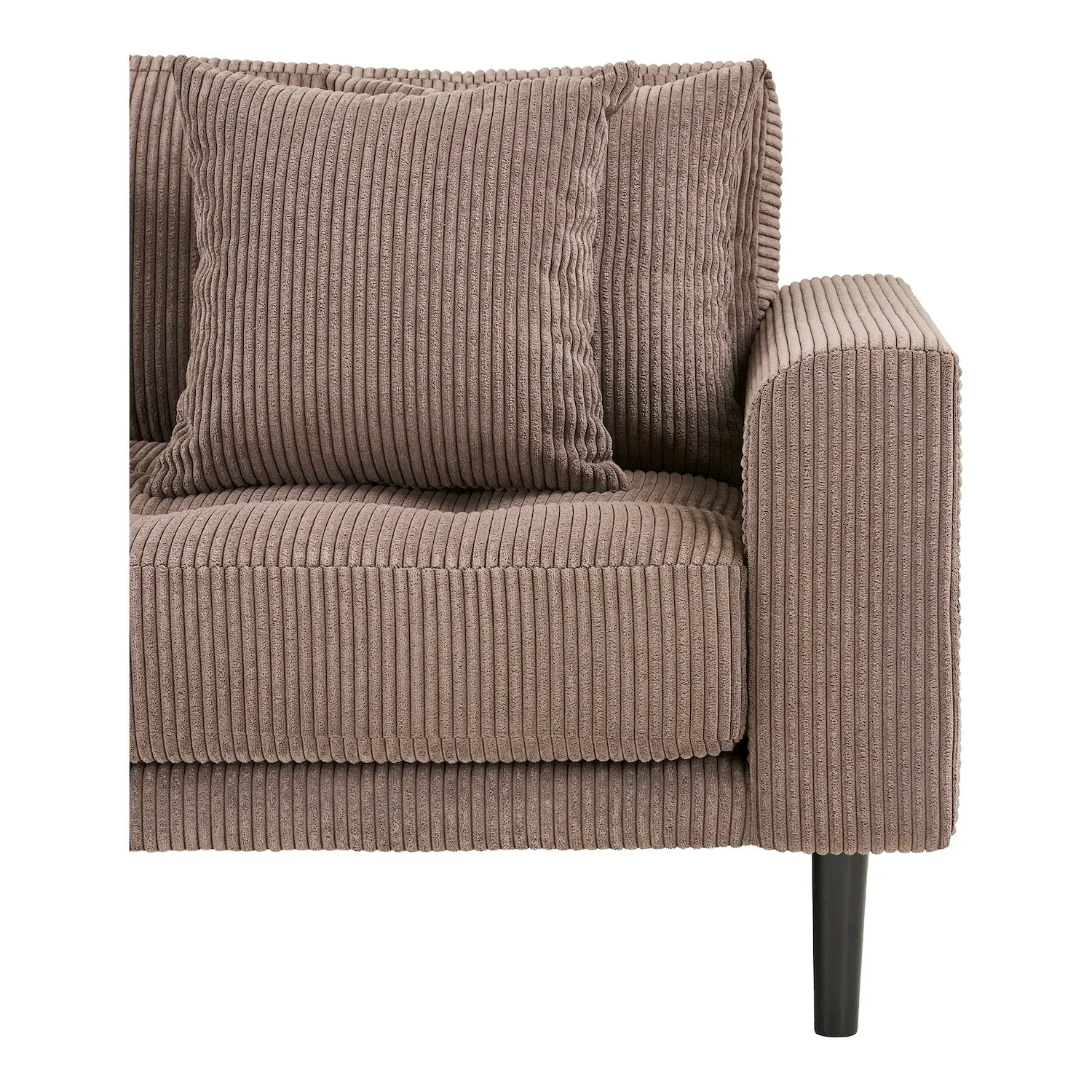 Narożnik lewostronny z poduszkami LIDO 290x170cm brązowy czarne drewniane nóżki - 1301616