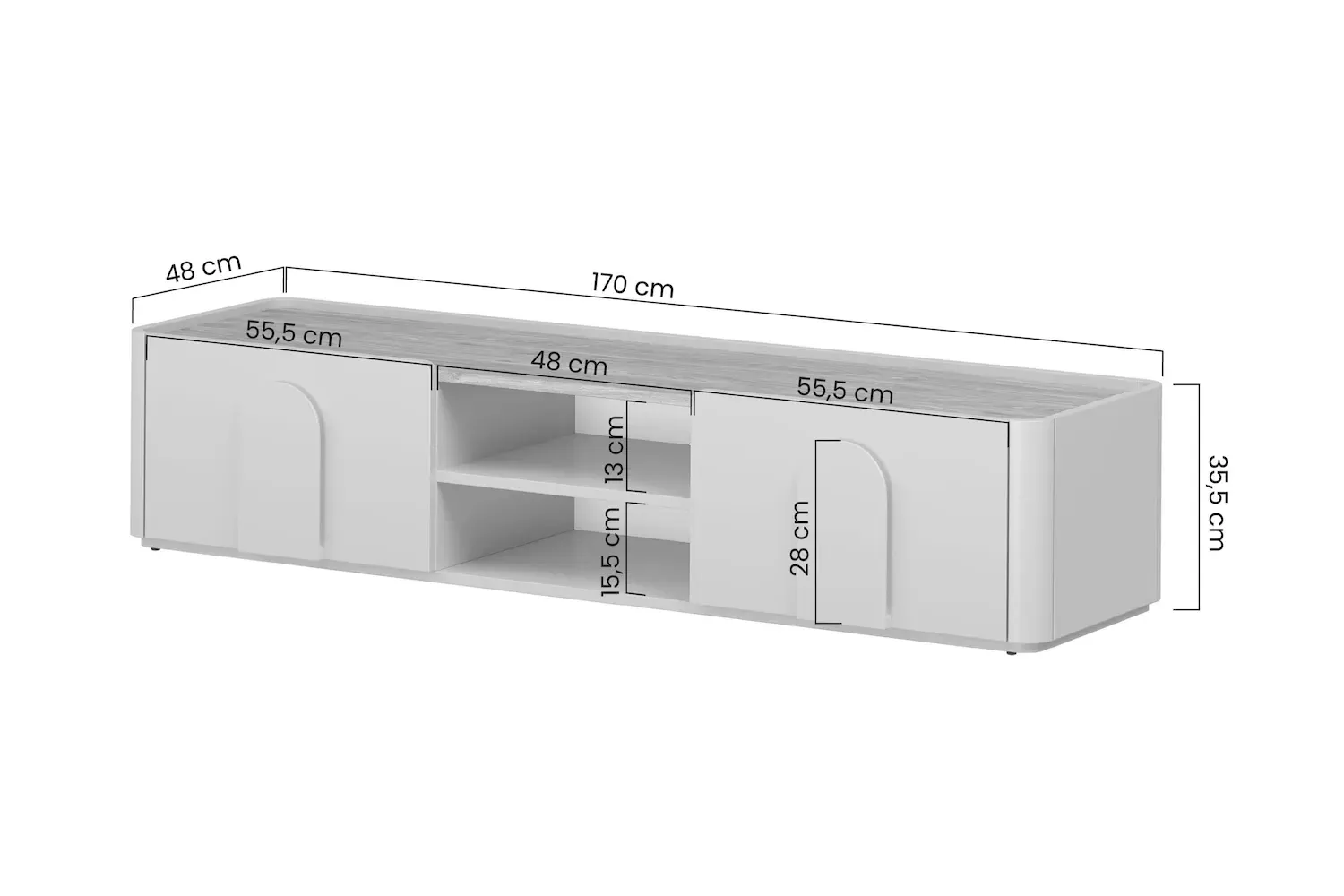 Szafka RTV z klapą i szufladą AMILIO 170 - cashmere dąb olejowany uchwyty dąb jasny - B_169222