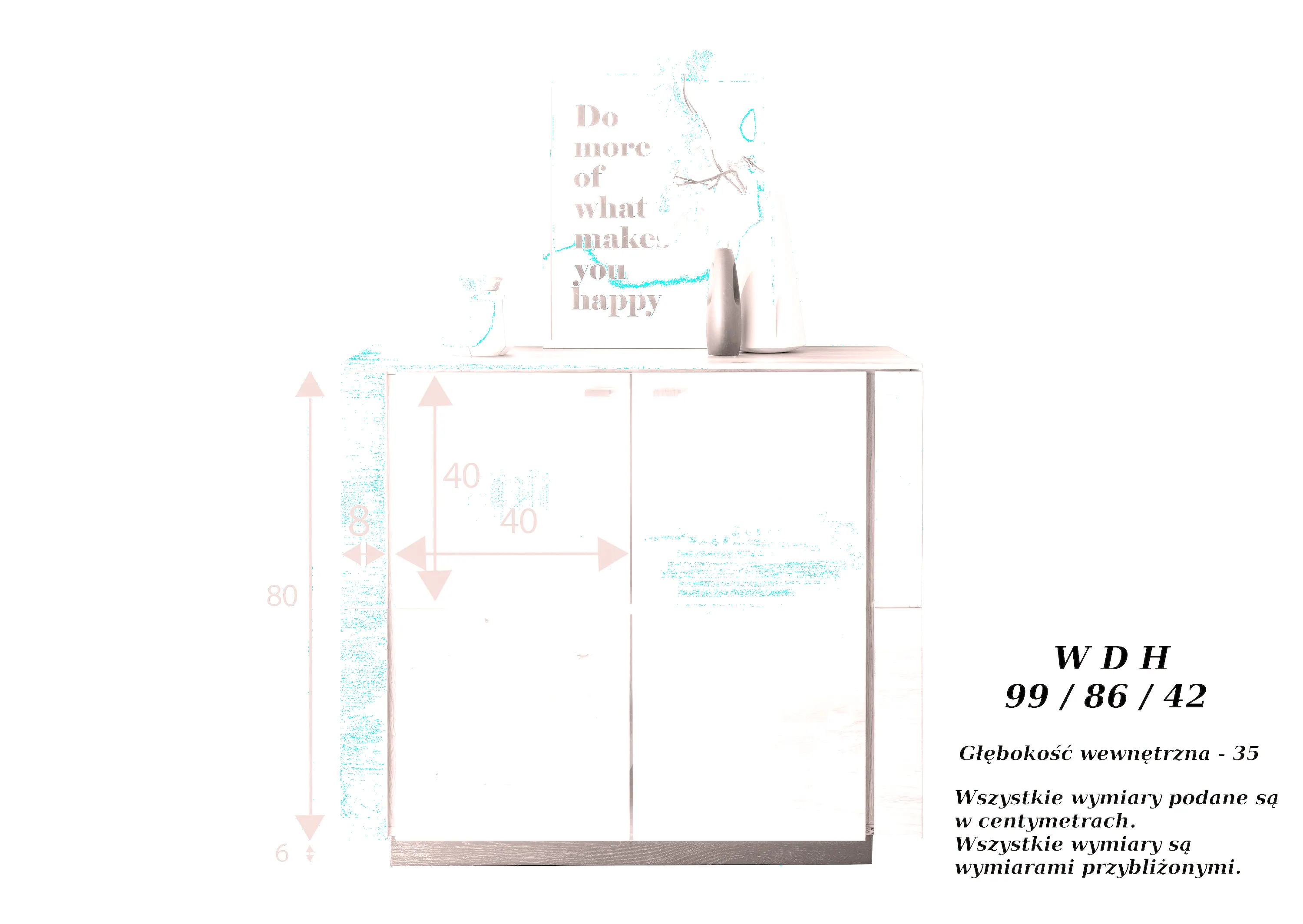 Komoda dębowa PRESENT 2-drzwiowa 99x86 - GK_103623050202