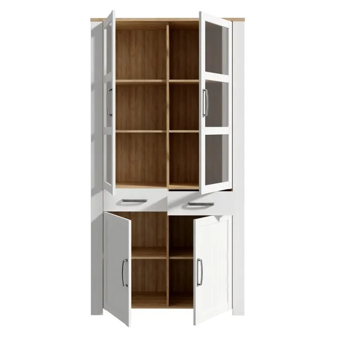 Witryna Kredens 4-drzwiowa z 2 szufladami CHISBURY - dąb riviera, modrzew jasny sibu - BHLV822-M482