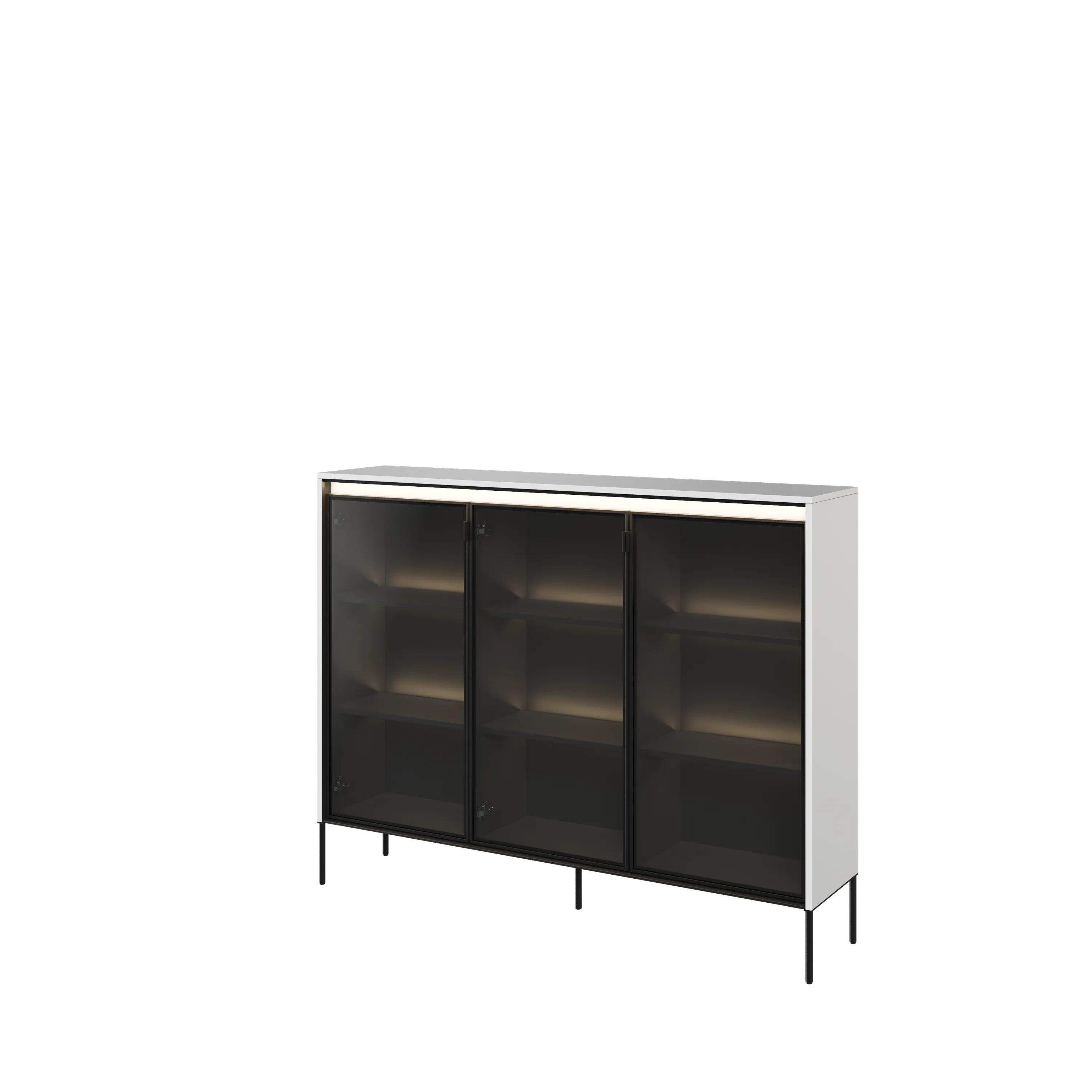 Niska witryna z oświetleniem TREND TR-08 3D biały/czarny - TR8BIC-V2