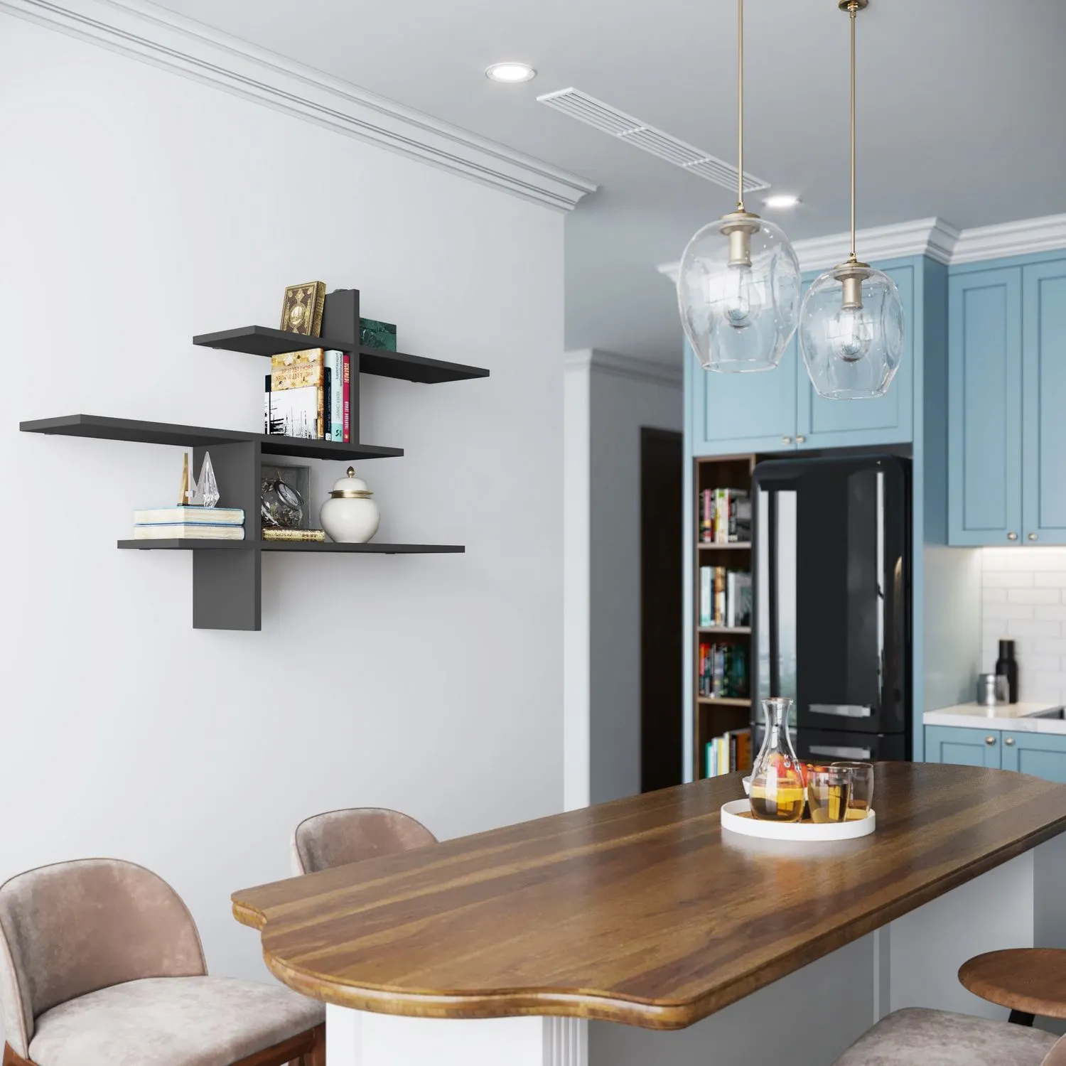 Pólka ścienna kilkupoziomowa LEO 123cm antracytowa - ASI_776HMS1727