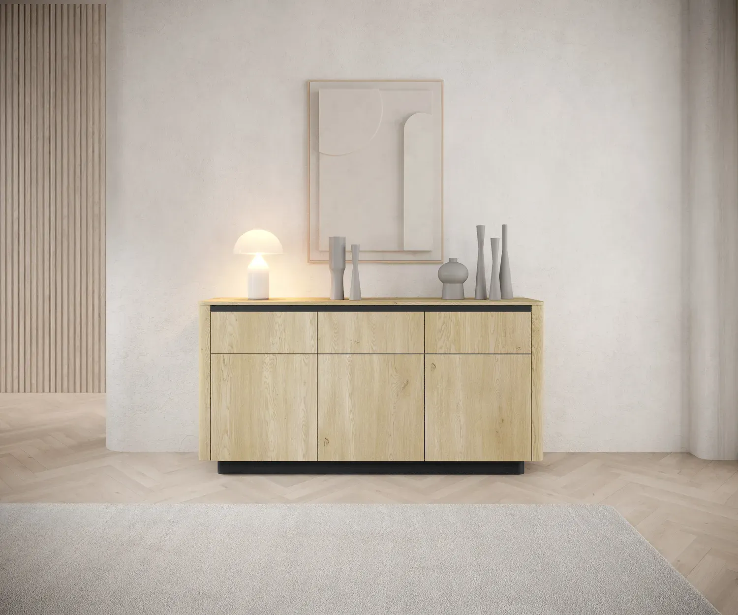 Komoda 3-drzwiowa z 3 szufladami TORRO 163 dąb cremona czarny - LA_TORRO_KOMODA_163_3D3S