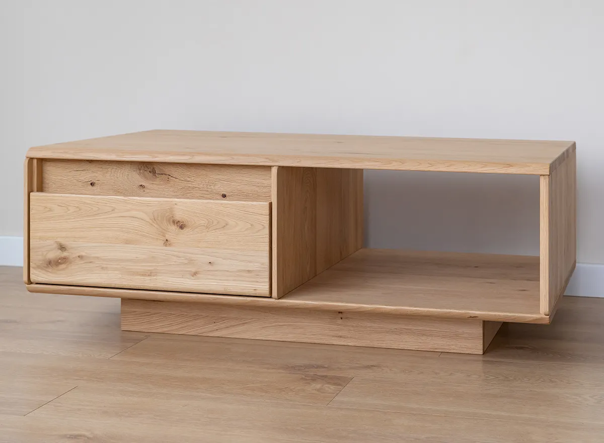 Stolik kawowy drewniany DIVISIONE z szufladą 70x110 dąb olejowany - ZIDIV14