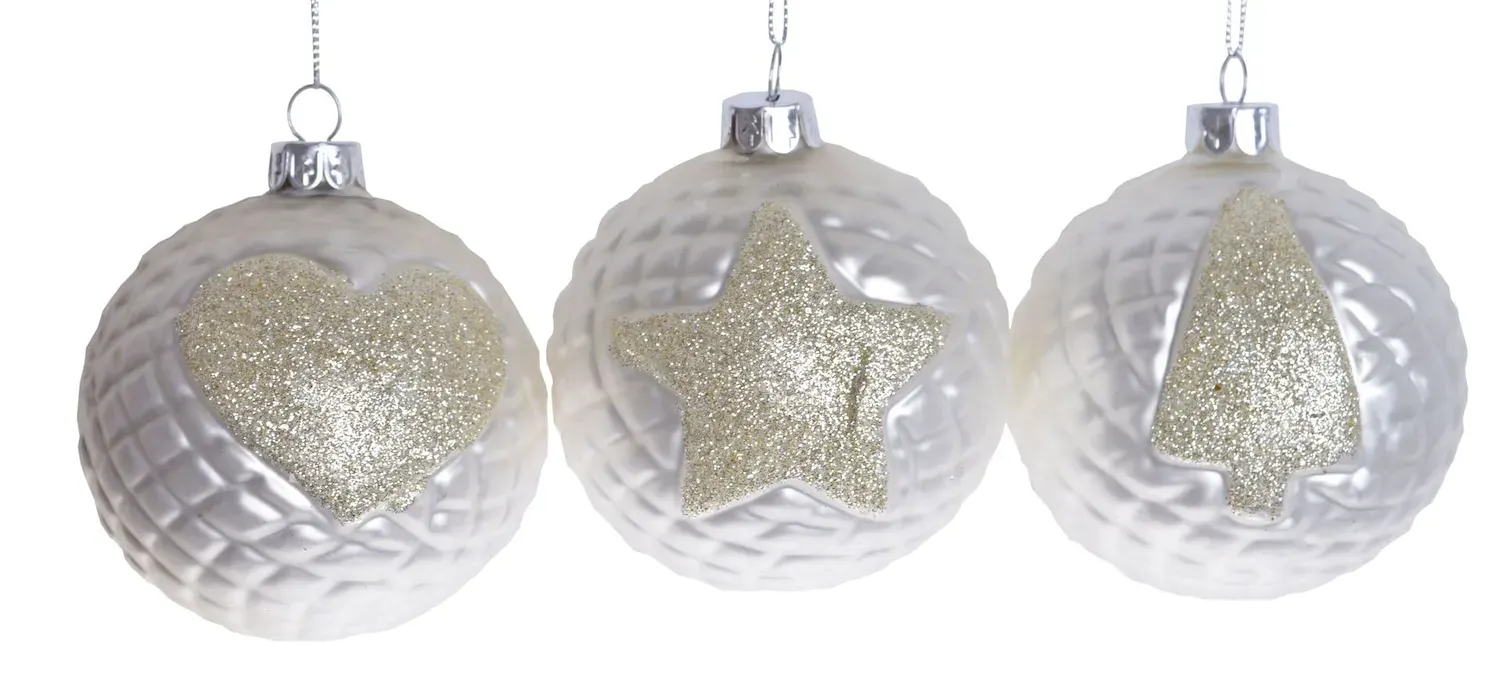 Komplet 3 bombek szklanych 5695 srebrne