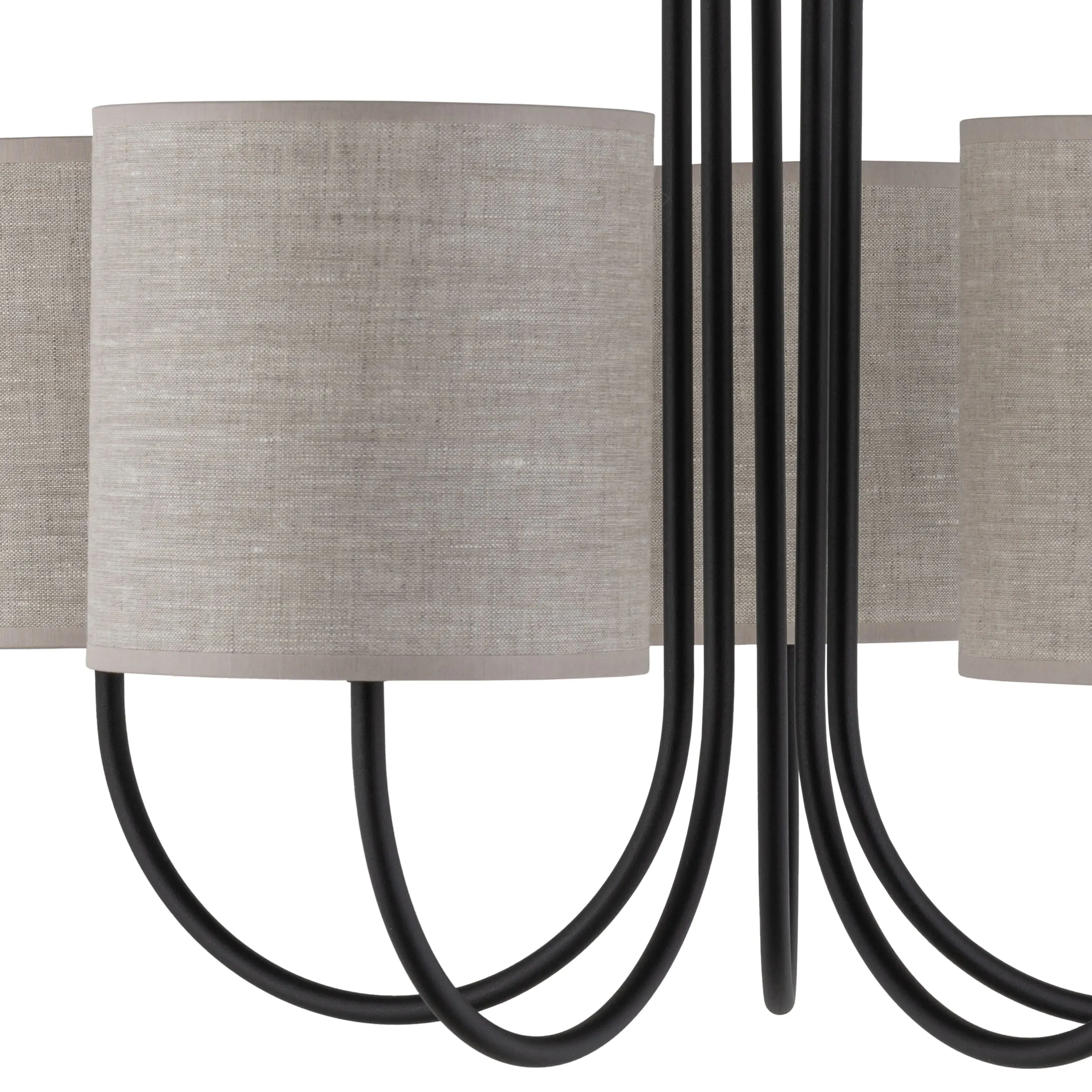 Lampa sufitowa TORENS NATURE czarna z brązowymi okrągłymi kloszami z tkaniny 60x49cm - TK_4632