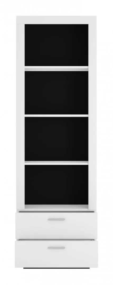 Regał z 2 szufladami RAVENNA RAVR02 Biały, Czarny, Biały Połysk - 6000000010626