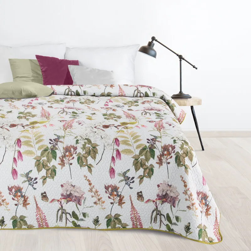 Narzuta z motywem roślinnym D91 ROSA 220 X 240 cm Biały, Zielony — zdjęcie 4