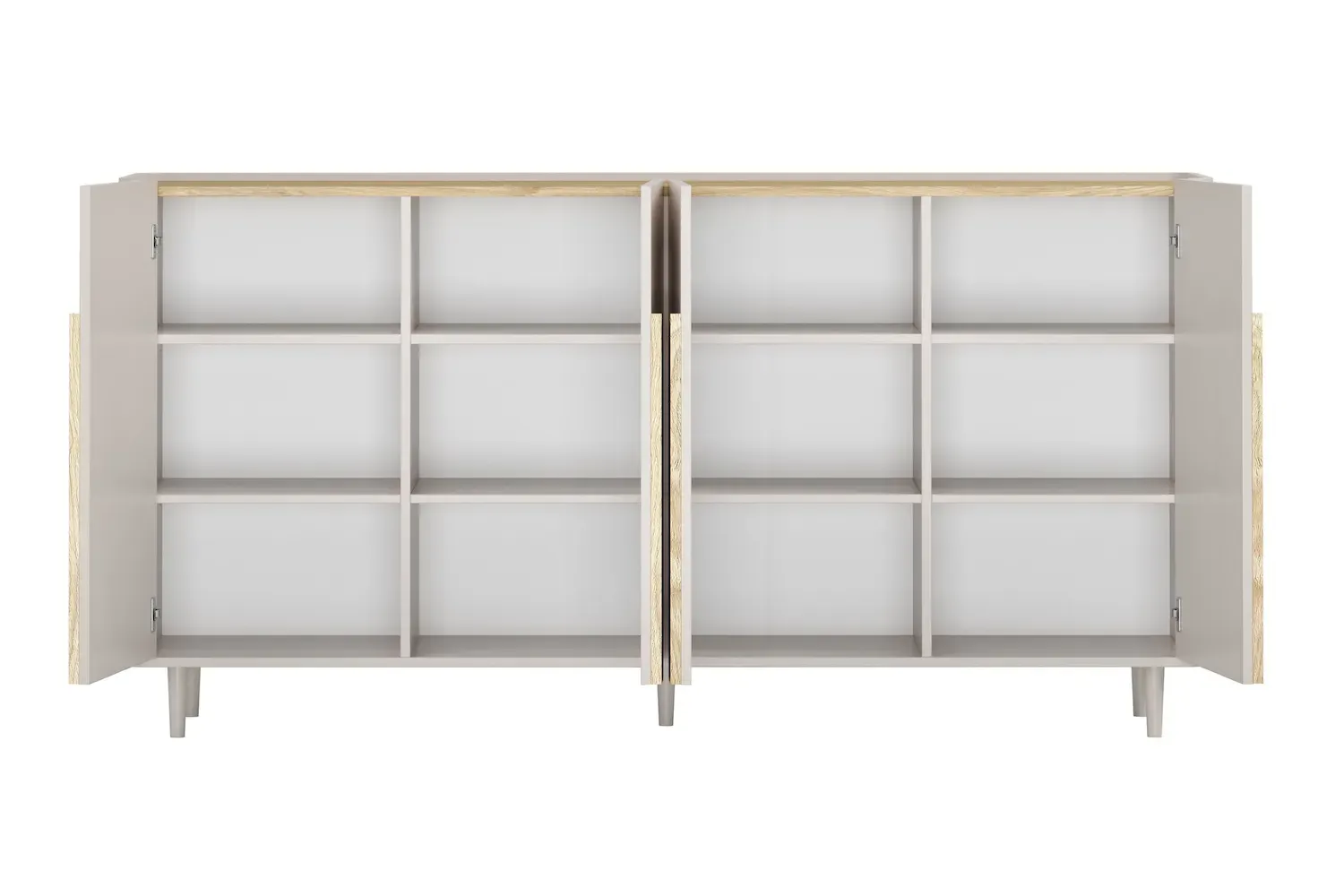 Komoda 4-drzwiowa AMILIO 200 - cashmere dąb olejowany uchwyty dąb jasny nogi cashmere - B_169215