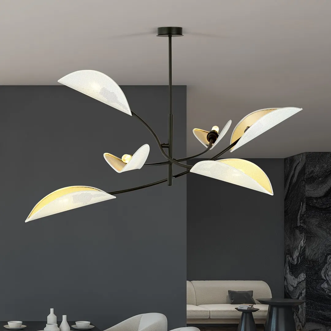 lampa sufitowa, duża lampa wisząca, lampa chandeliere, konstrukcja metalowa, kula światła