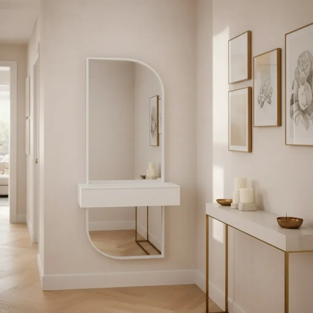 Lustro BOLD w białej ramie MDF z szafką na klucze 40X140-S12