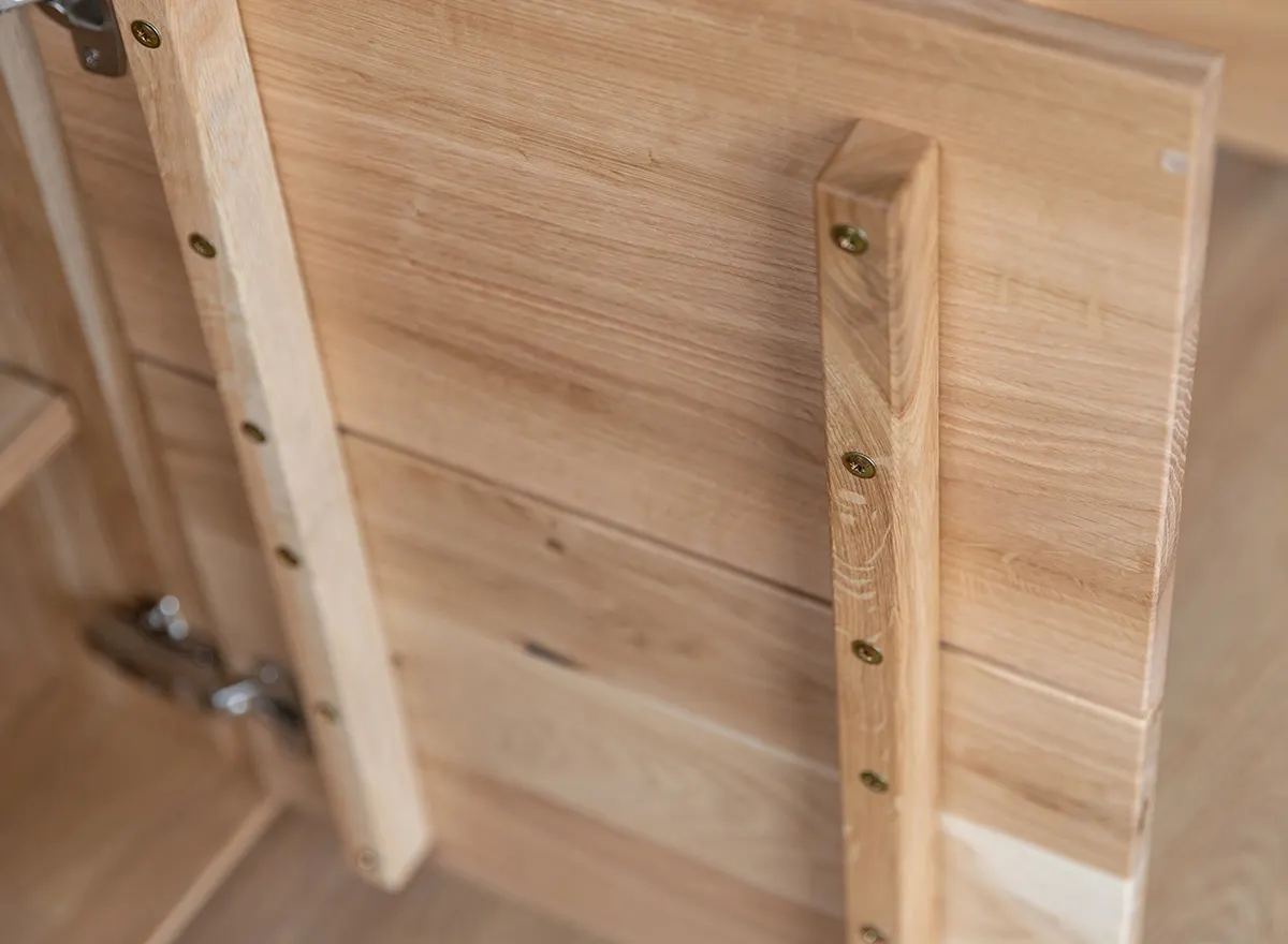 Witryna drewniana szklana DIVISIONE z oświetleniem 163x152 dąb olejowany - ZIDIV05