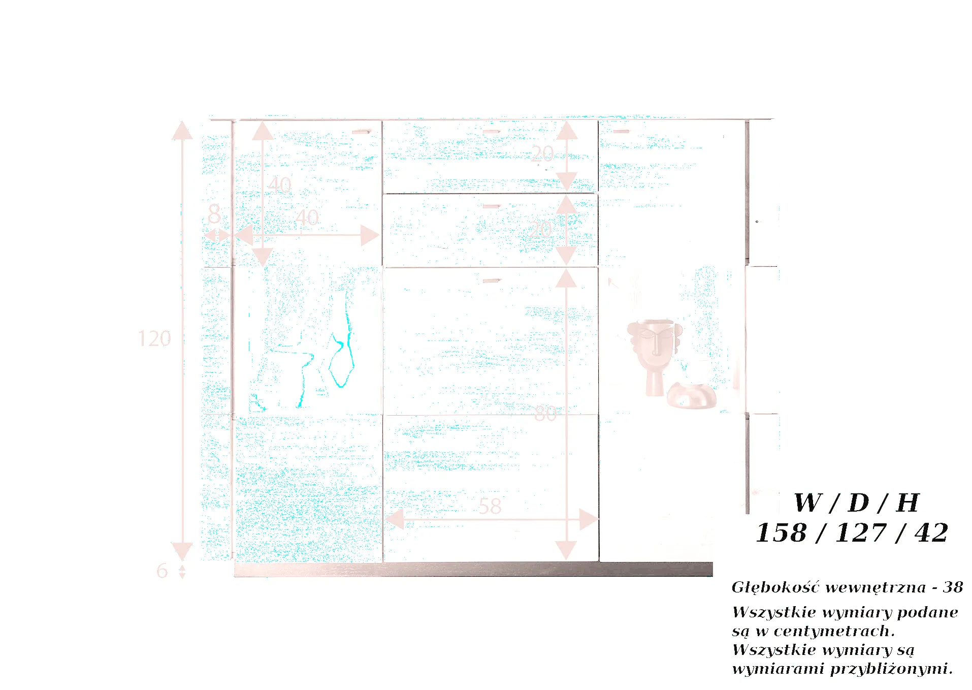 Kredens – komoda dębowa z witryną PRESENT 3-drzwiowa z 2 szufladami 158x127 i - GK_103623040202