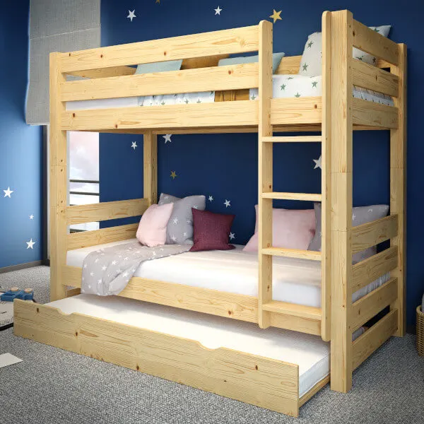 Łóżko piętrowe drewniane COSY 90x200 naturalne - LPCOSYSOS90