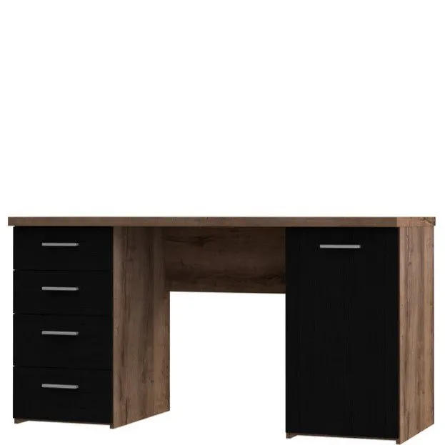 Biurko NET106 z szafką i 4 szufladami - czarny, efekt dębu - MT926-N09