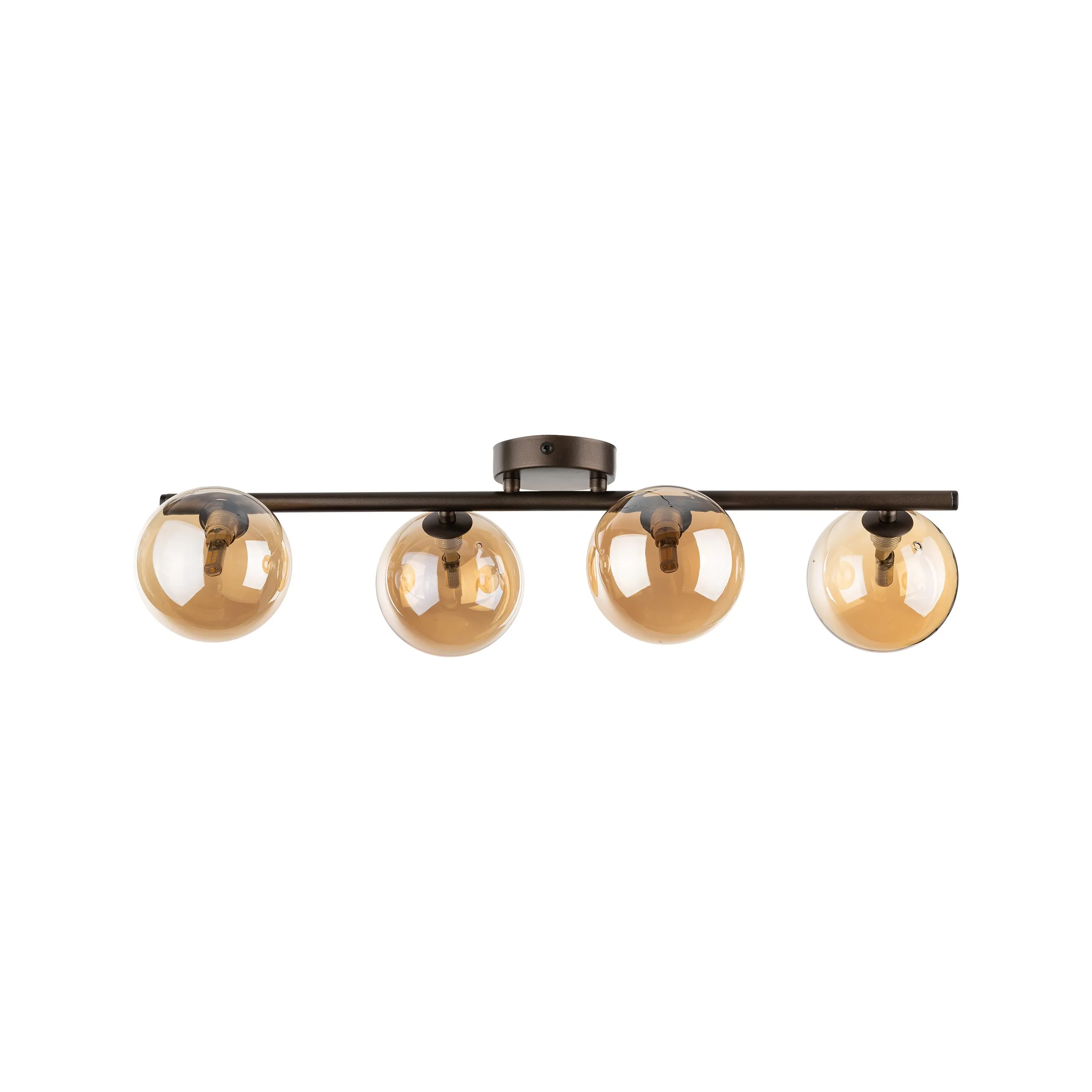 Lampa sufitowa ESTERA brązowa z brązowymi okrągłymi szklanymi kloszami 63x23x18cm