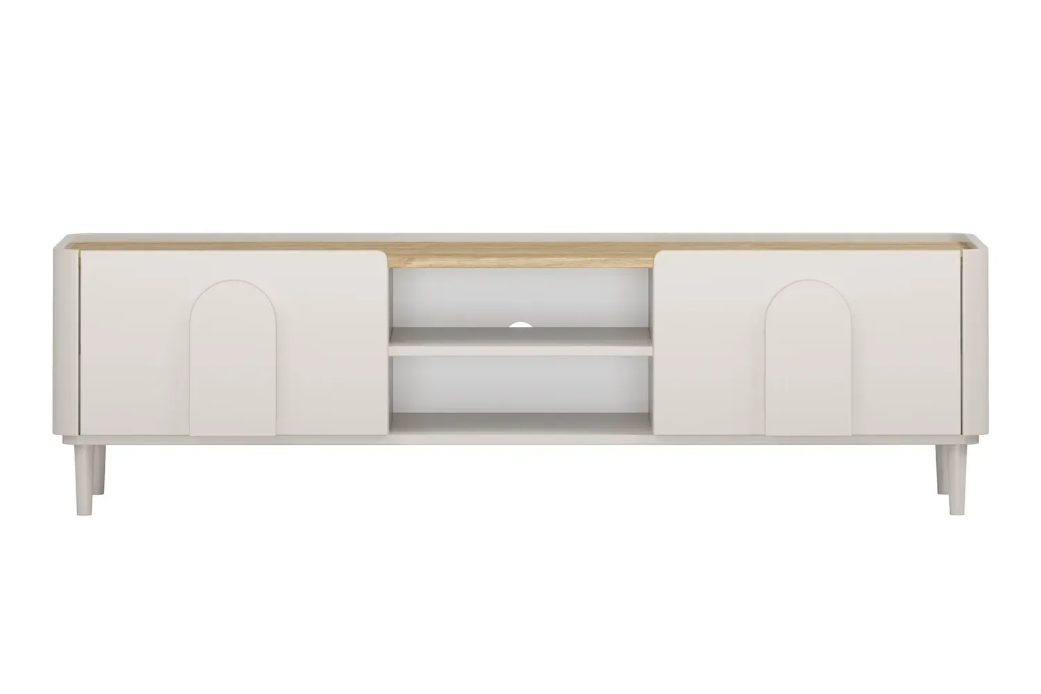 Szafka RTV z klapą i szufladą AMILIO 170 - cashmere dąb olejowany uchwyty cashmere nogi cashmere - B_169223