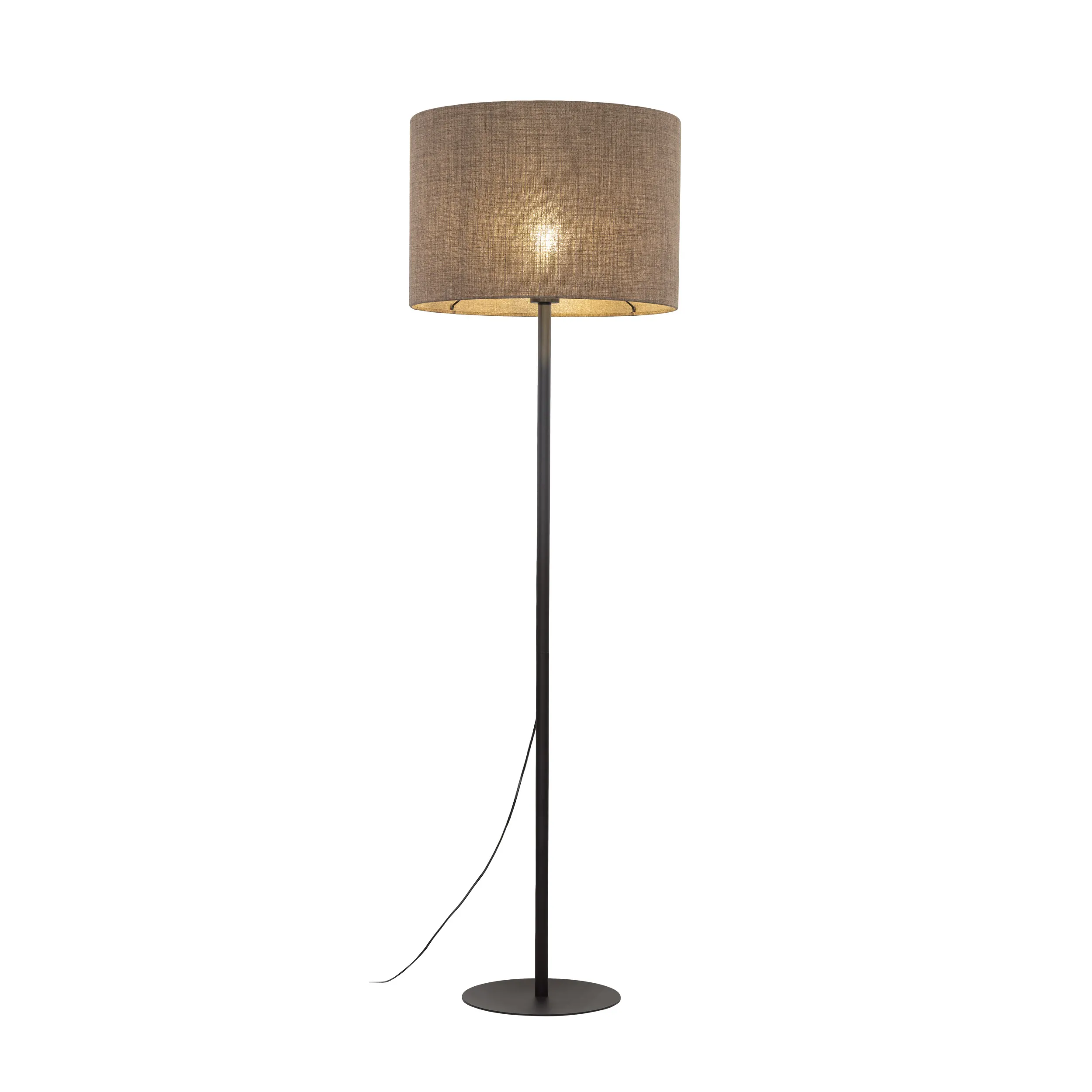 Lampa podłogowa EARTH czarna z brązowym okrągłym abażurem 165x50cm - TK_16013