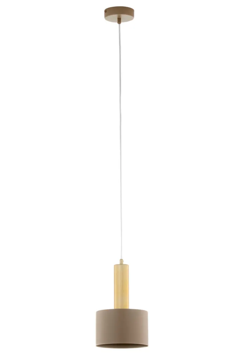 image lampa wisząca, korpus cylindryczny, metalowy klosz, złoty akcent, kabel wiszący