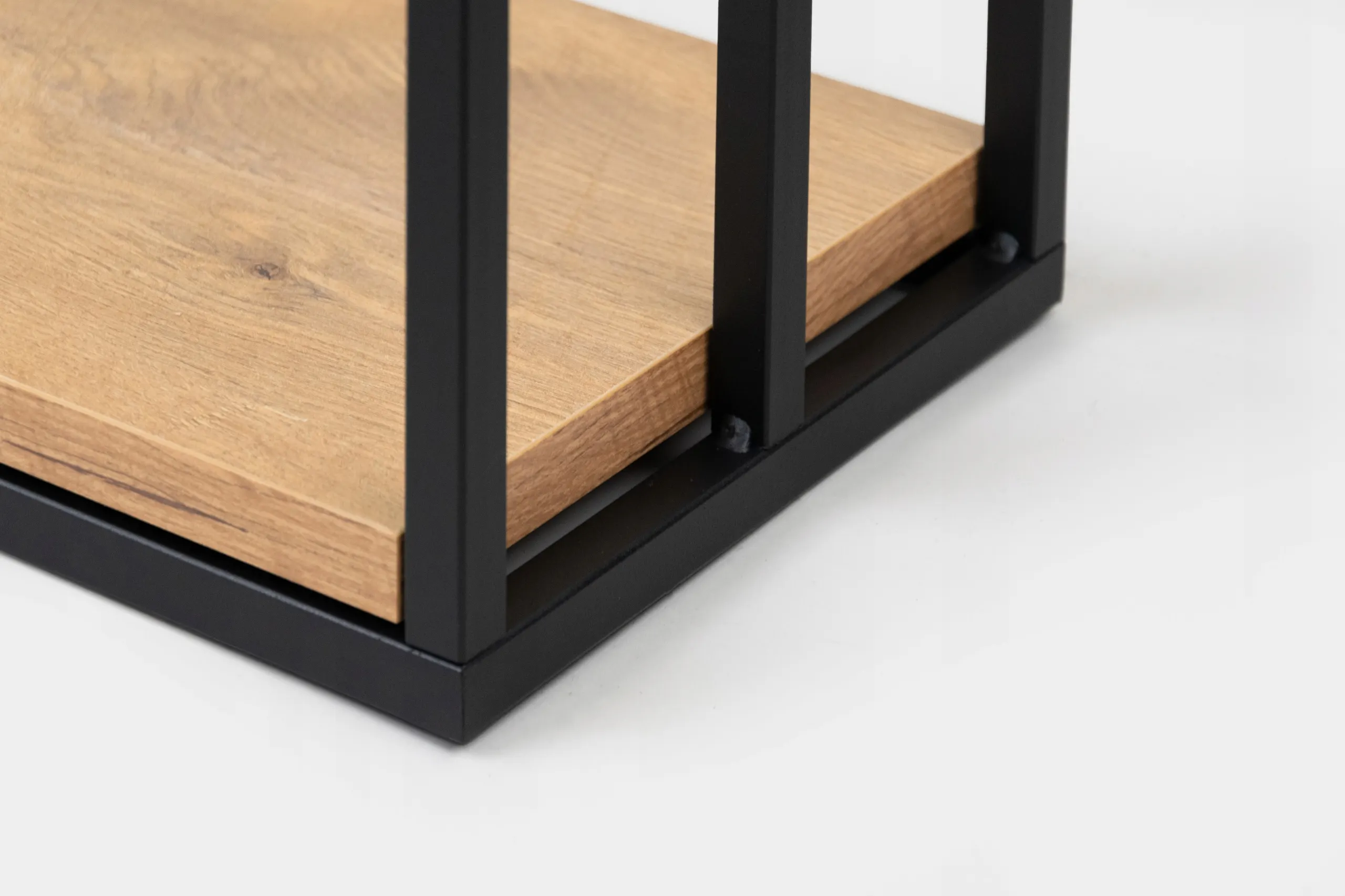 Wieszak na ręczniki metalowy CLECY 50x23x92 czarny efekt drewna - LD_TZ000382