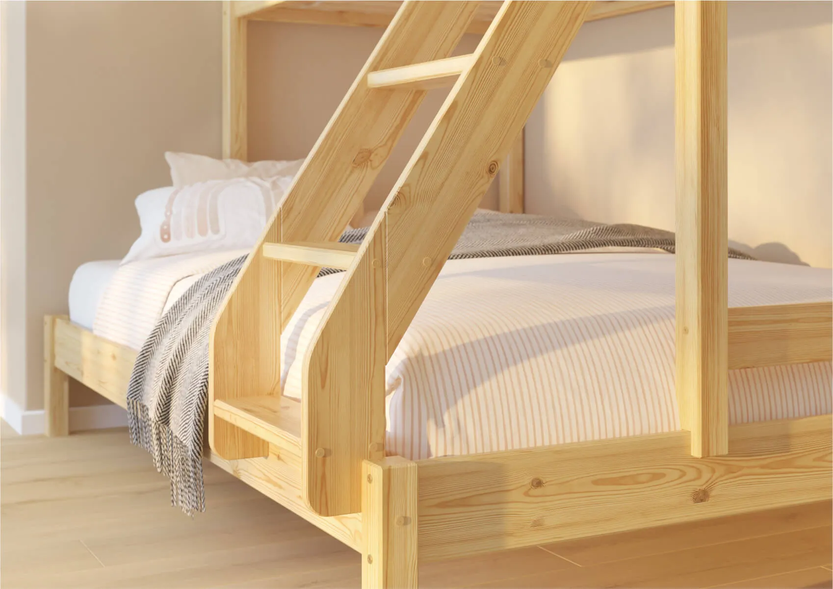 Łóżko piętrowe 3-osobowe TRIPLE naturalne - LPTRIPLESOS