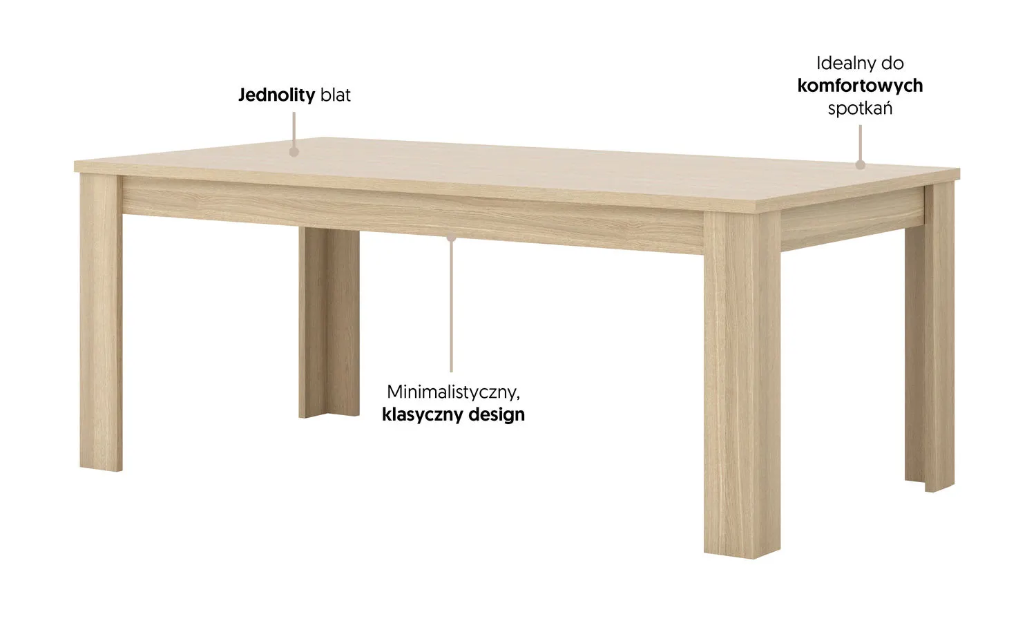 Stół jadalniany CUBA II 190x100 dąb samdal - 24DEOC94
