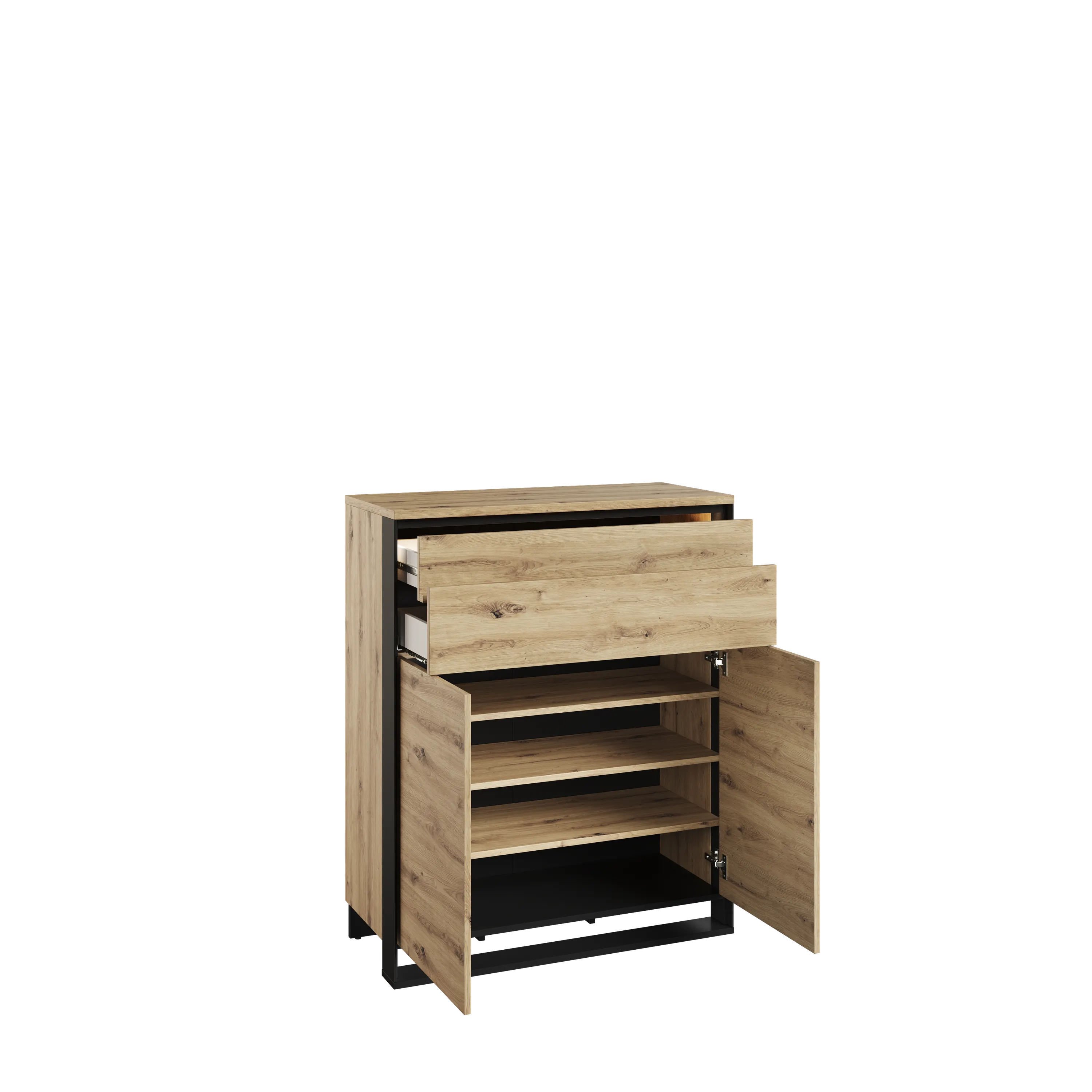 Komoda LED Quant QG-02 92cm dąb artisan/czarna - QG2DAC