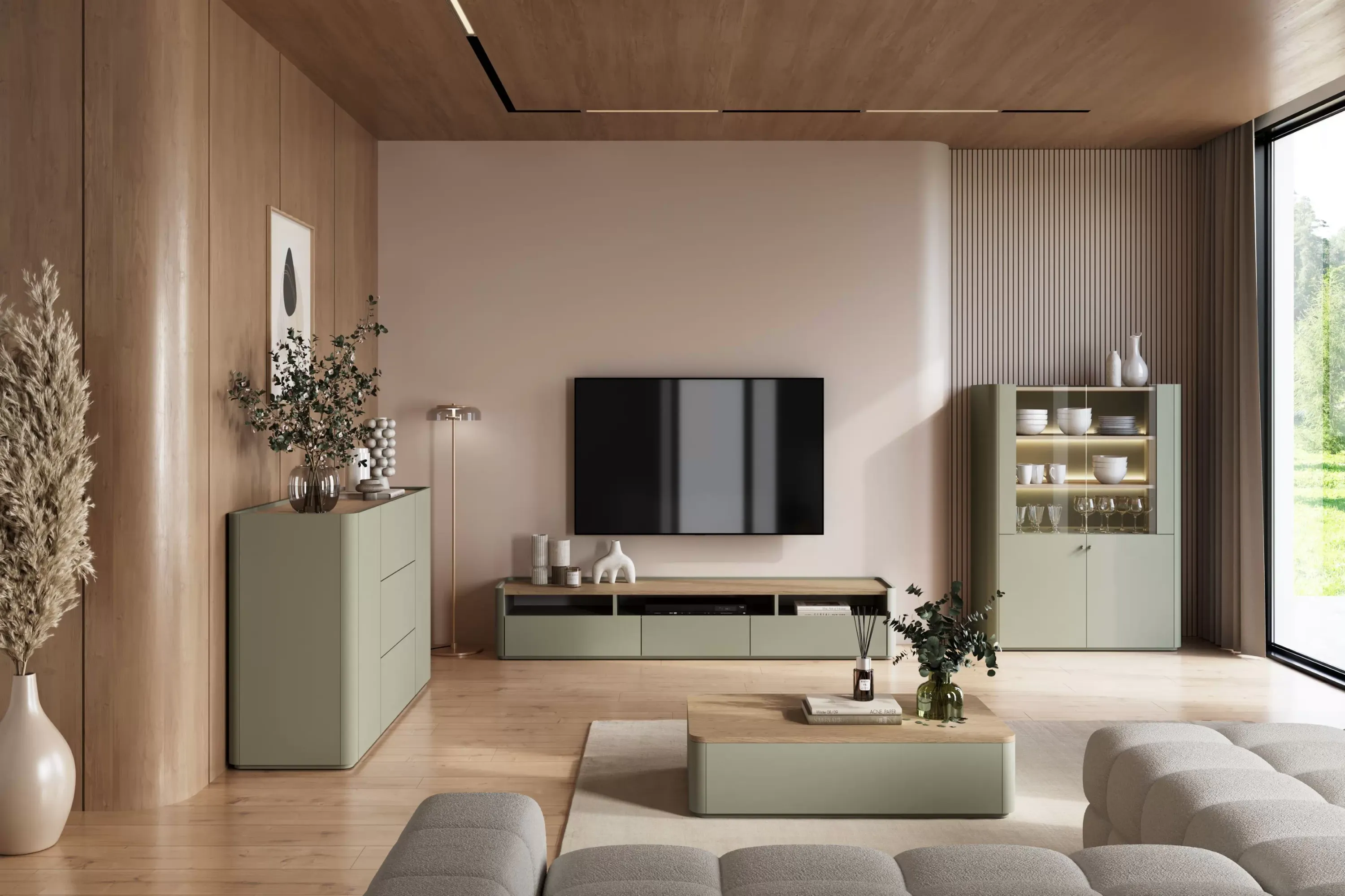 Stolik kawowy z 2 szufladami ELIVO 60x100cm eukaliptus dąb baltic dune - B_169192