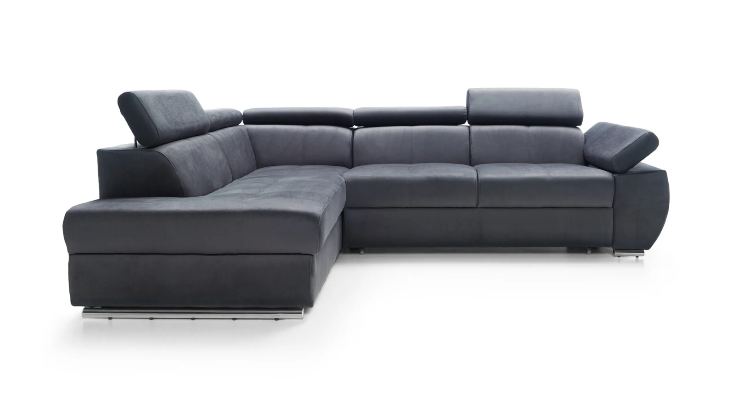 Narożnik z funkcją spania LIZBONA II lewostronny regulowane zagłówki i podłokietniki - szary - LIZBONAII_NAR_SOLAR96_L