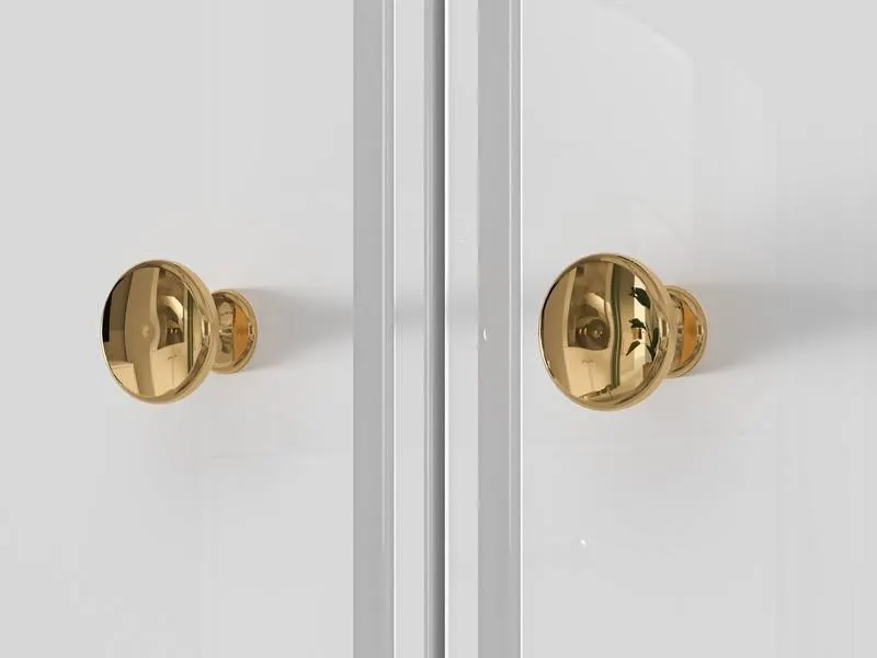 Komoda 2-drzwiowa z 3 szufladami GOLDIN 04 biały połysk na złotych nogach - 1GOLD04-001