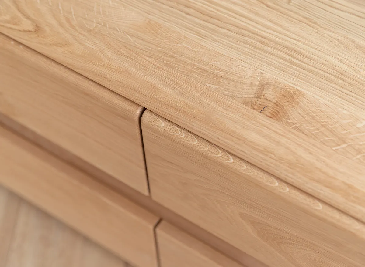 Szafka RTV z szufladami drewniana DIVISIONE listwa led 184 cm dąb olejowany - ZIDIV10