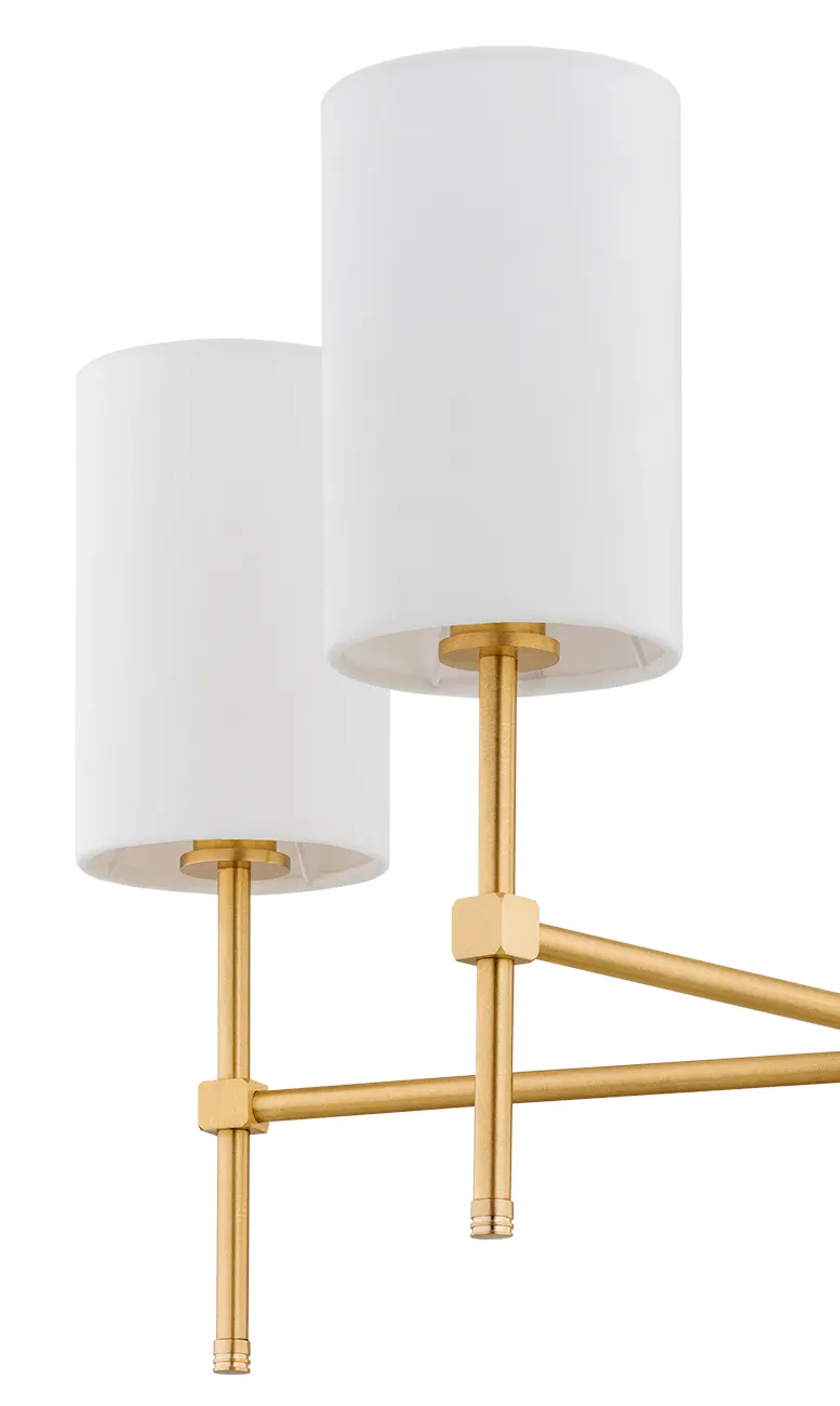 Żyrandol ABRUZZO metalowy mosiądz szczotkowany biały 78x70 cm - 2134