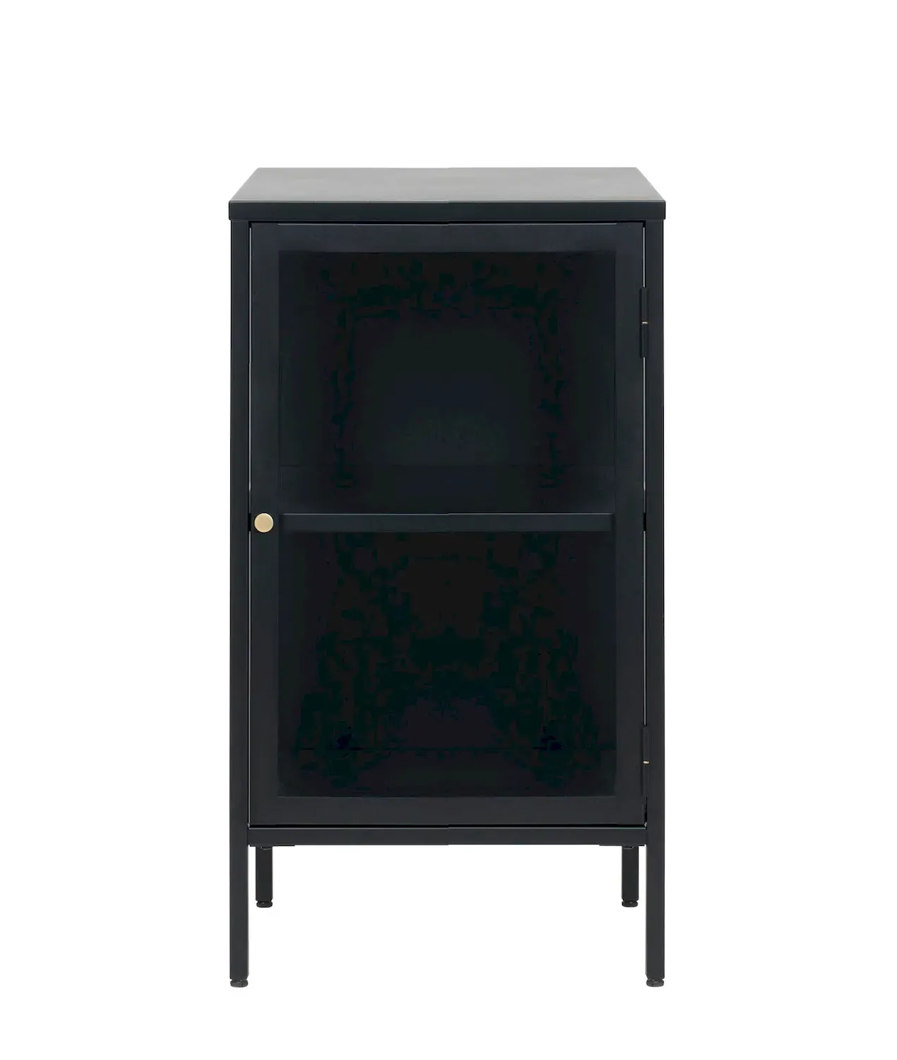Szafka nocna 1-drzwiowa CARMEL z przeszklonymi drzwiami i bokami 45 cm - czarna - UN_43170600