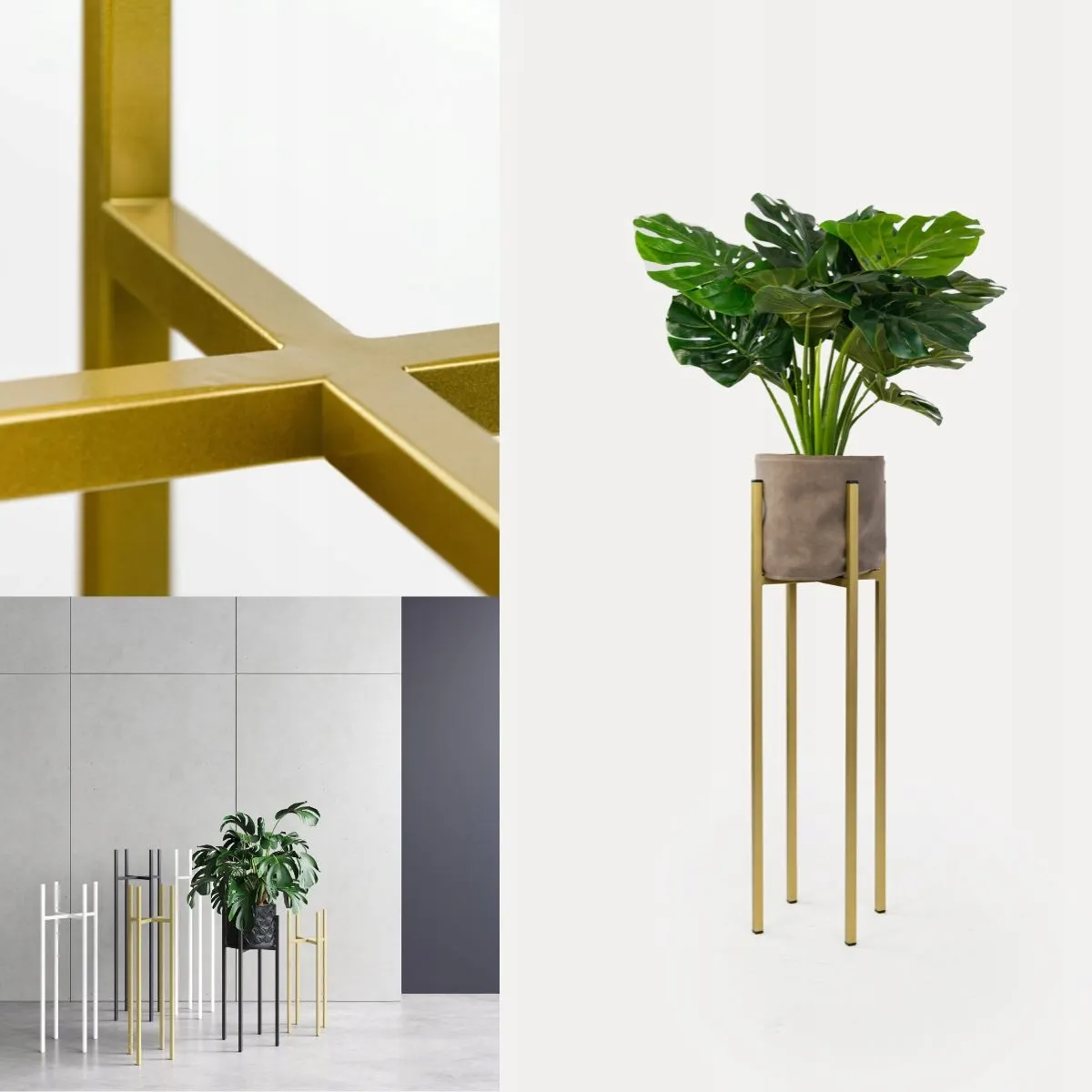 Kwietnik-stojak na donice metalowy TULLE M złoty - LD_TZ000131