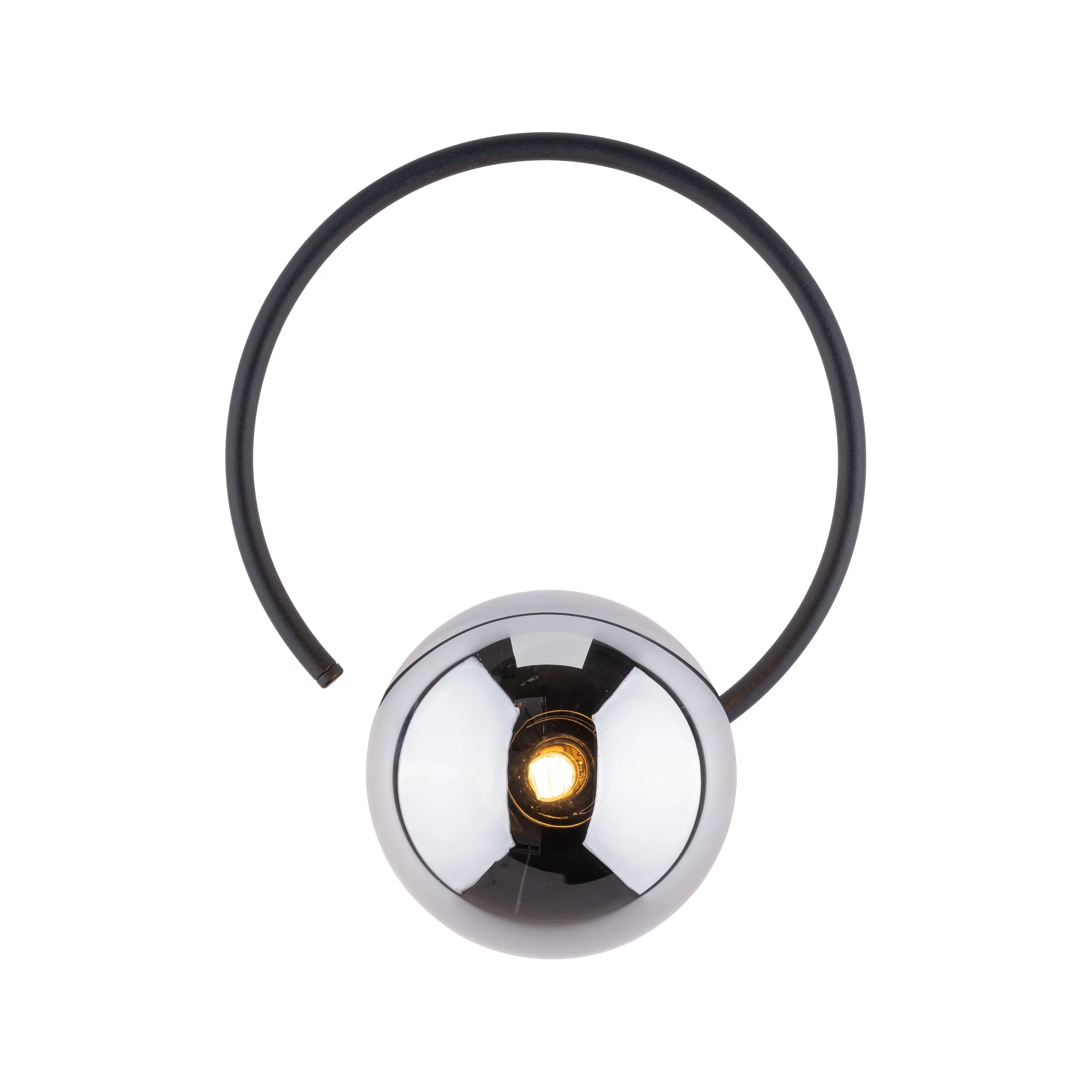 Kinkiet ANABELLE czarny metalowy szary okrągły szklany klosz 28x22x18cm - TK_5256