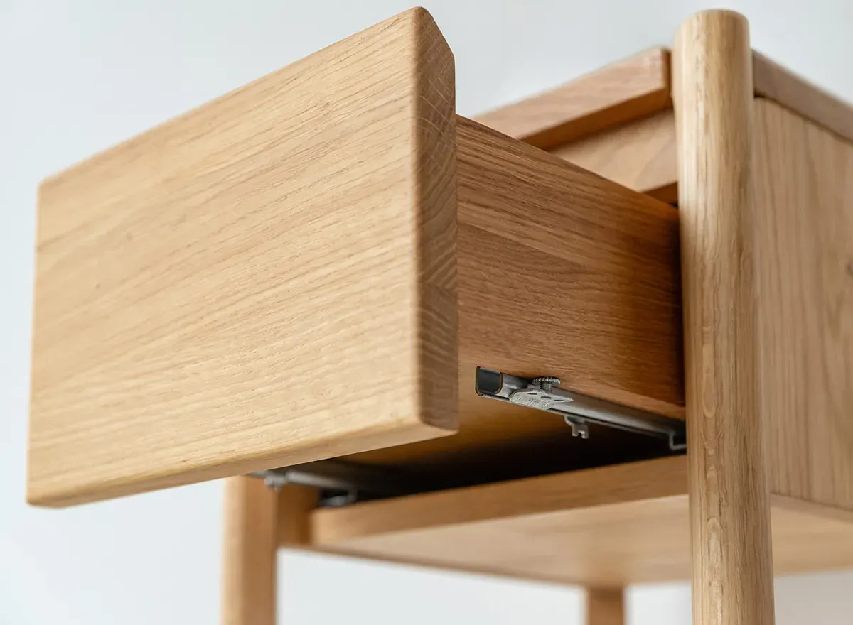 Stolik z szufladą wysoki dębowy CAMPI dąb olejowany - KULCA14