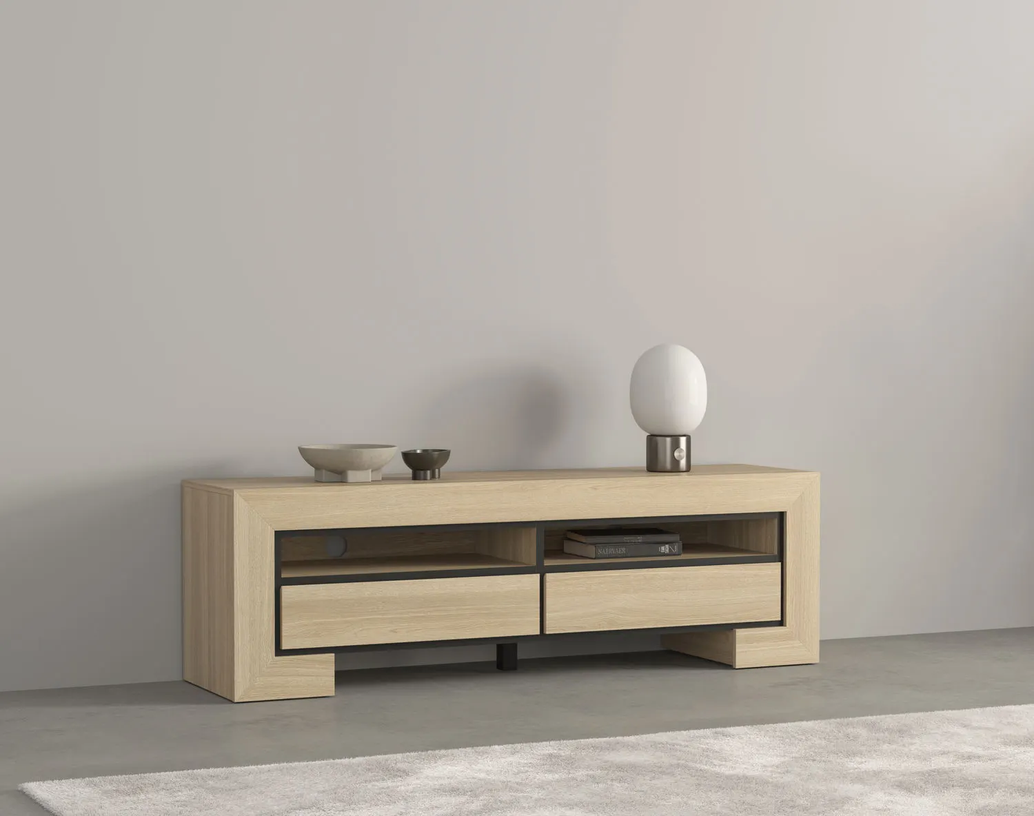 Komoda RTV z szufladami CUBA II 160 cm dąb samdal - 24DEOC40