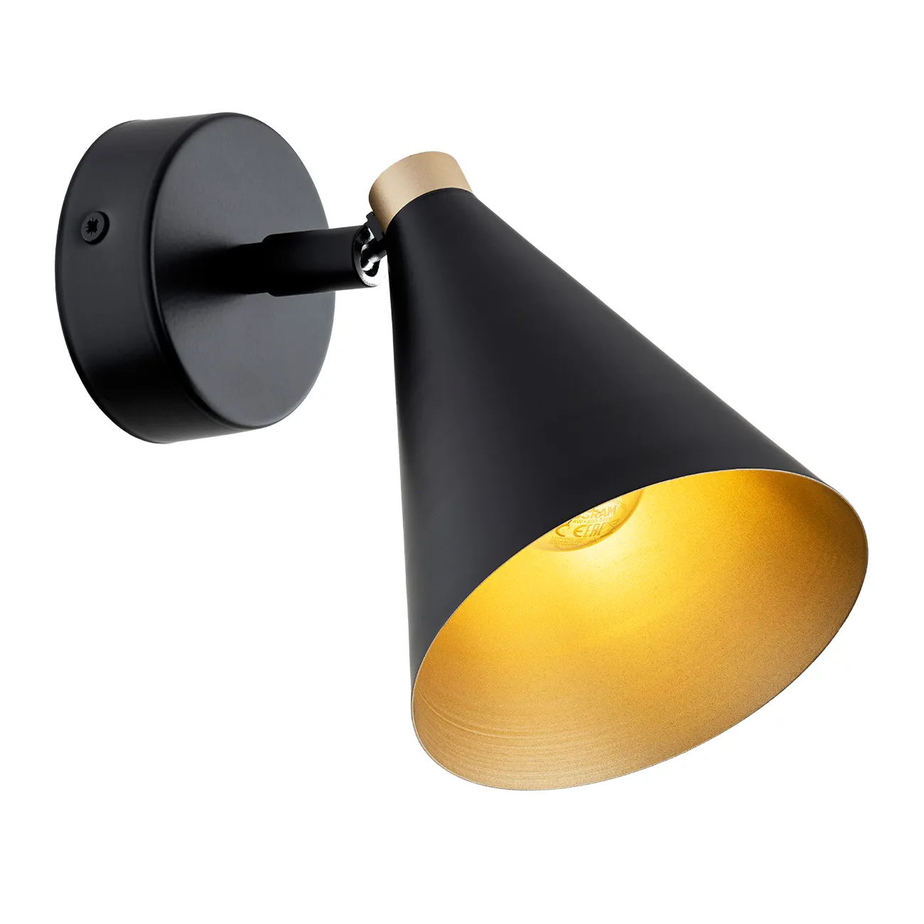 Kinkiet / Plafon LUCINDA metalowy czarny złoty regulowany 18x12cm Kinkiet / Plafon LUCINDA metalowy czarny złoty regulowany 18x12cm