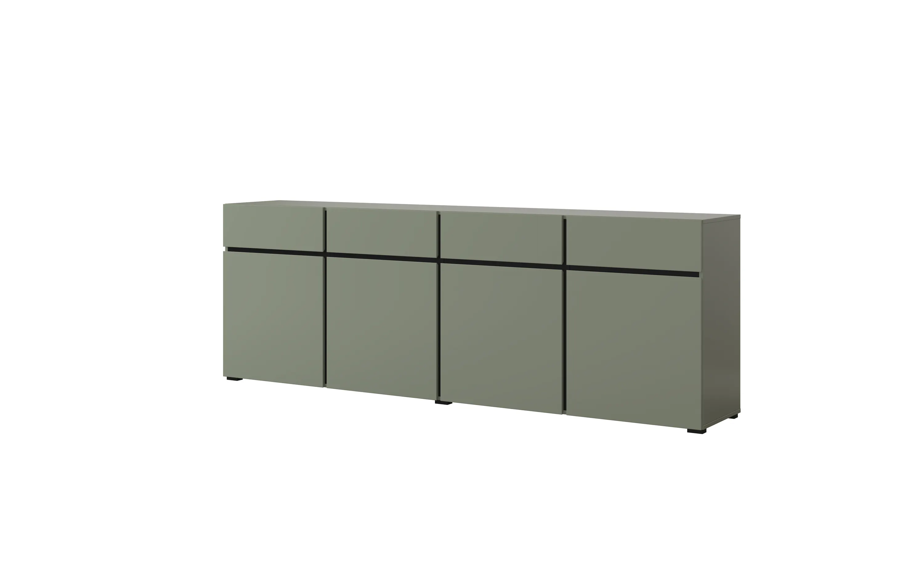 Komoda 4-drzwiowa z szufladami CROSS 225 cm zielona