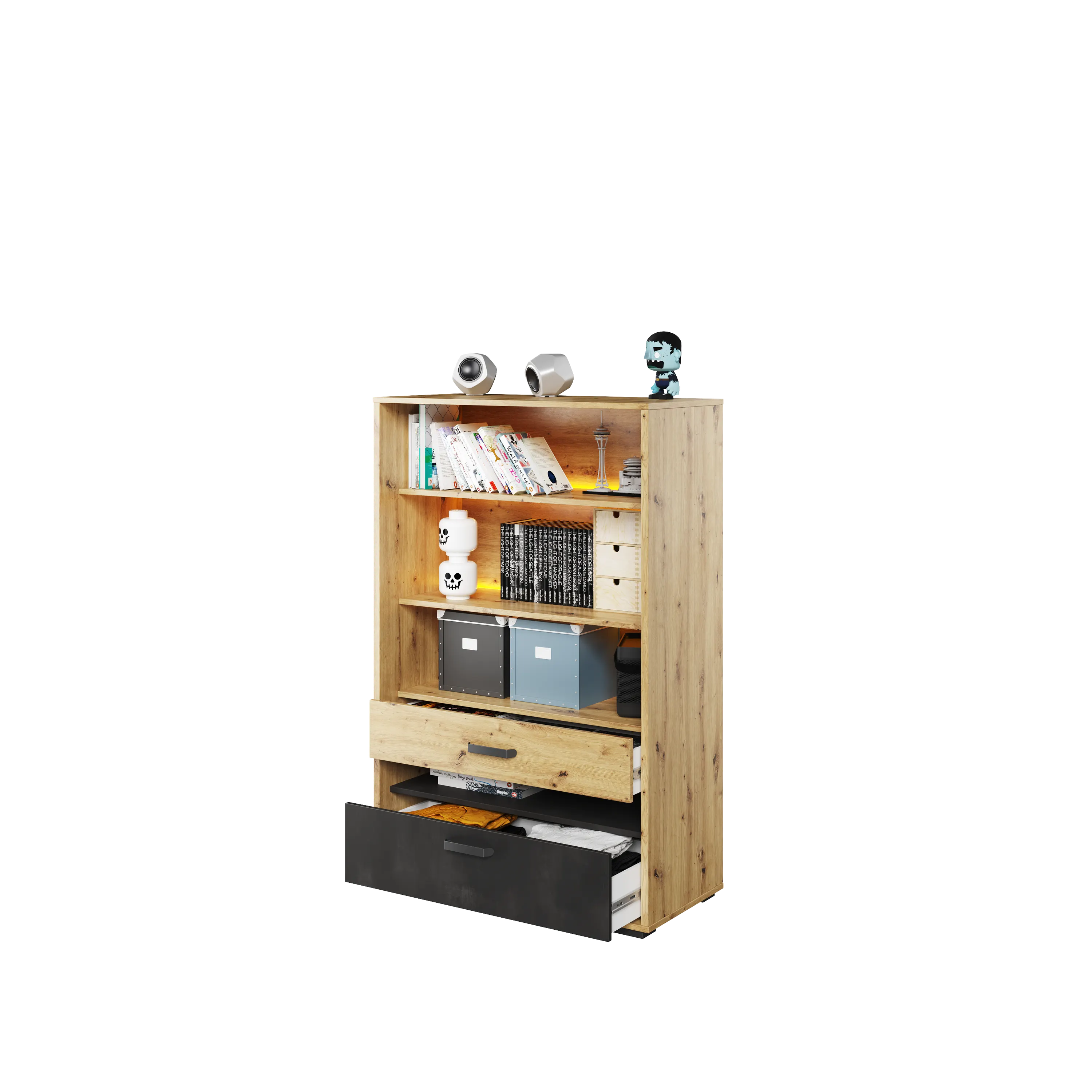 Regał LED Qubic QB-06 dąb artisan