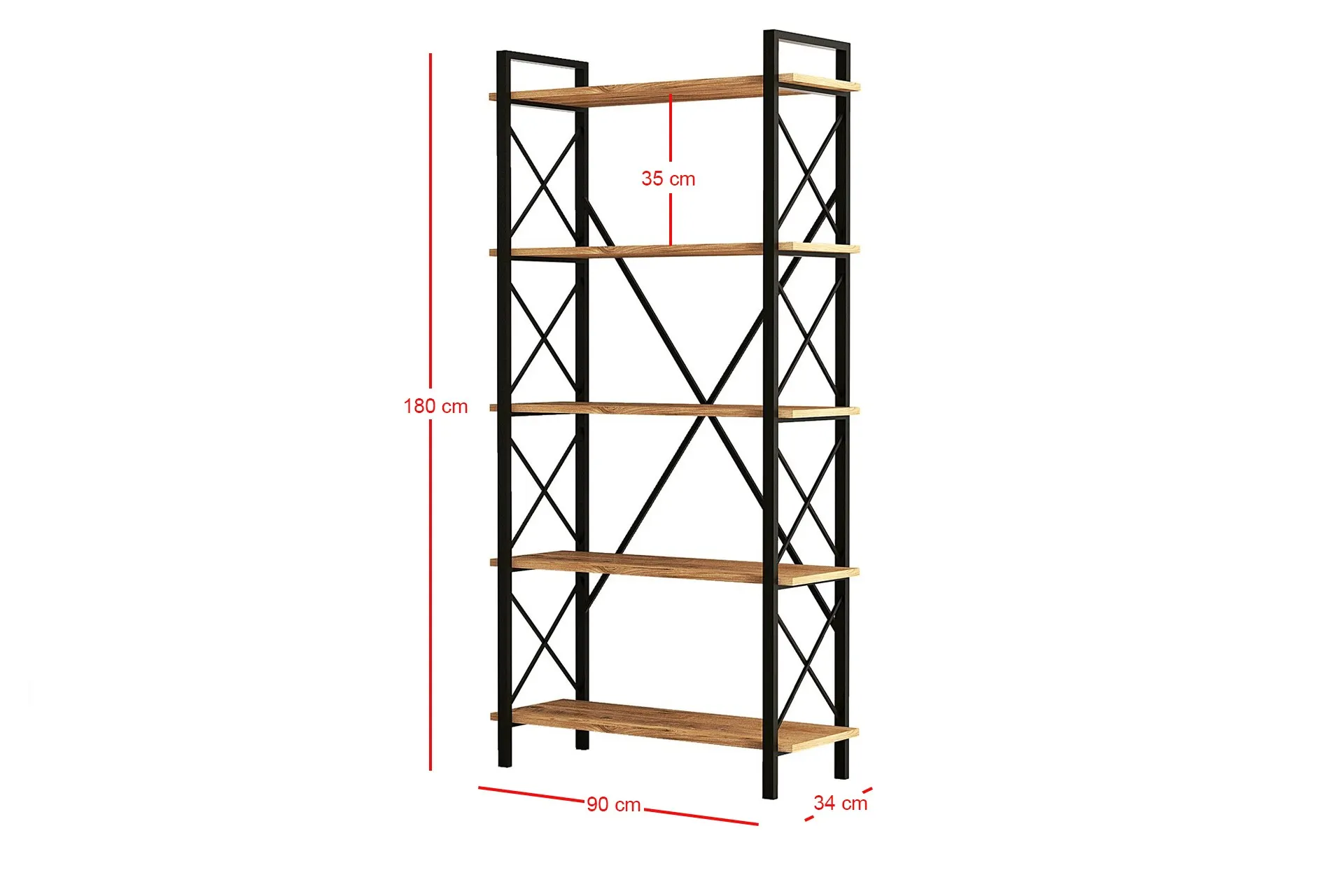 Regał wysoki NERO ELIT 90x180 cm sosna atlantycka czarny - ASI_570VLT1113