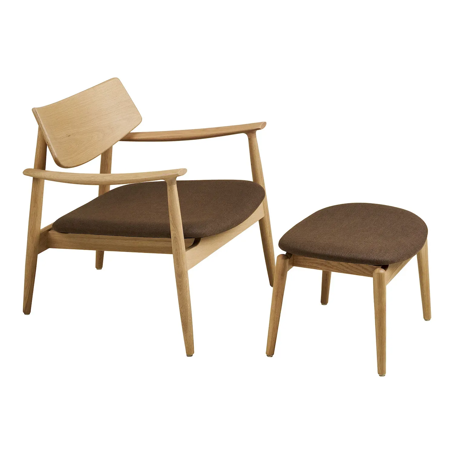 Zestaw wypoczynkowy OLVERA Fotel z tapicerowanym siedziskiem + podnóżek brązowy naturalny - 1101221-S