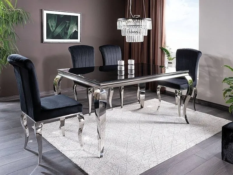 Stół jadalniany ceramiczny PRINCE CERAMIC 90x150 czarny blat/chrom Signal — zdjęcie 9