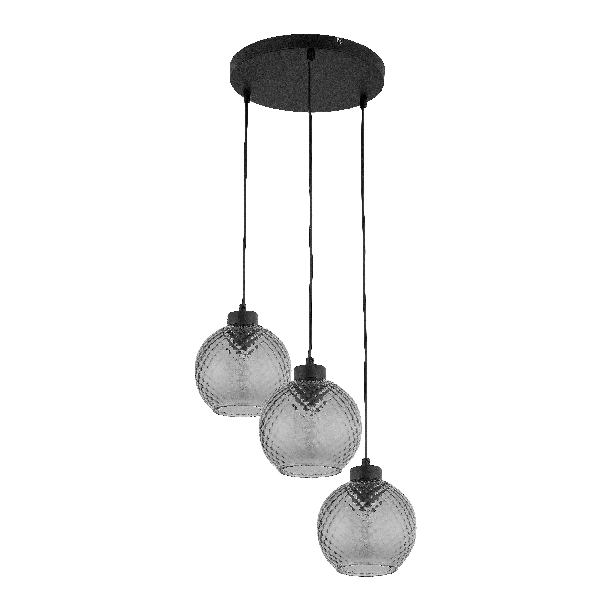 Lampa wisząca DEVON czarna szare okrągłe szklane klosze 110x42cm