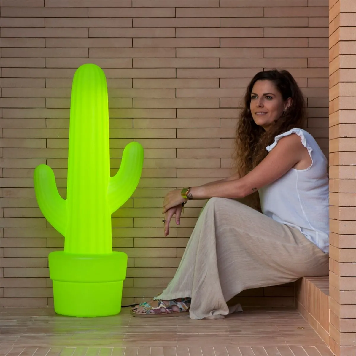 image kaktus, dekoracja, figurka, neonowy, duży