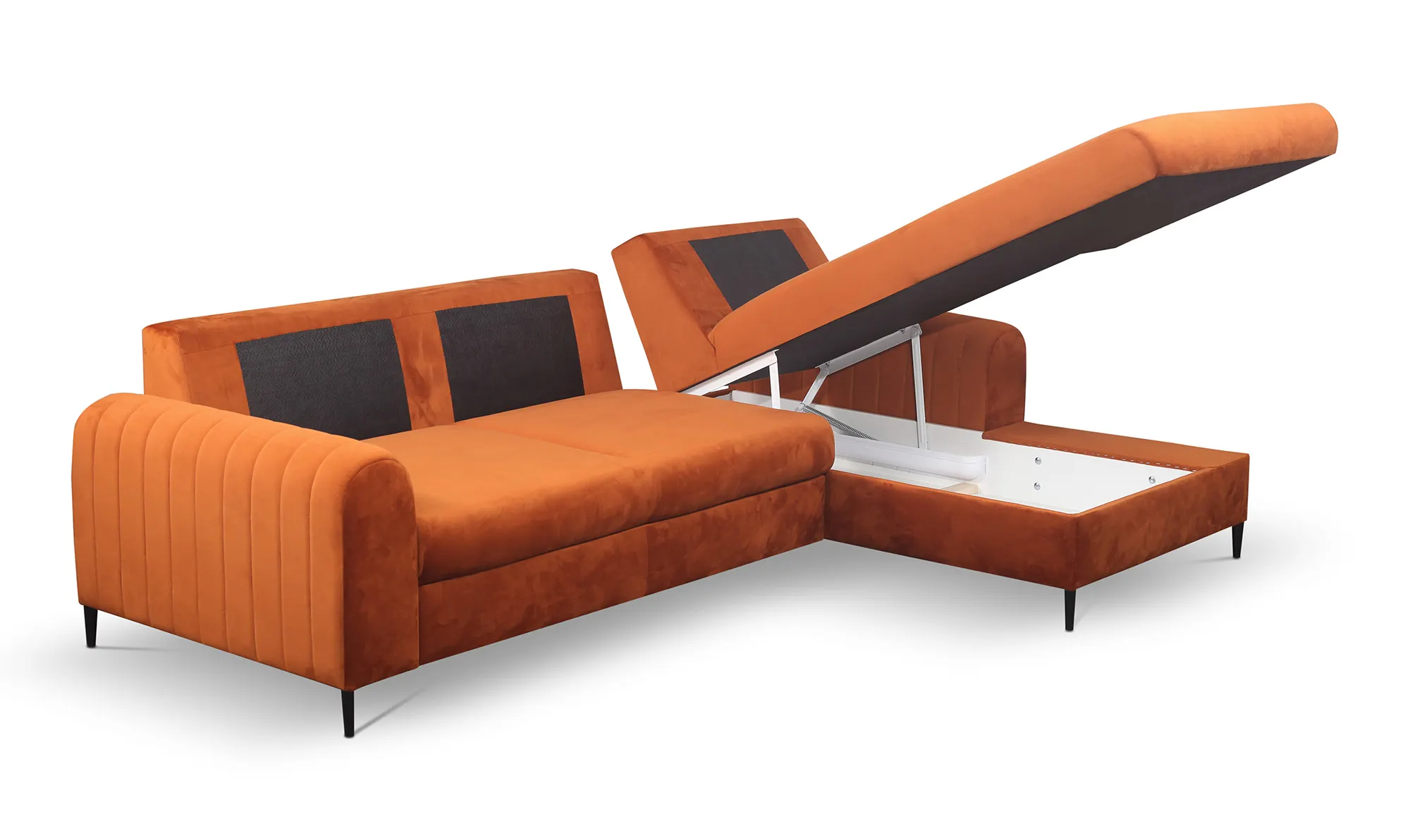 Narożnik rozkładany z pojemnikiem MONACO VELLUTO 251 cm prawy ceglasty - MONACO_NAR_VELLUTO33_P