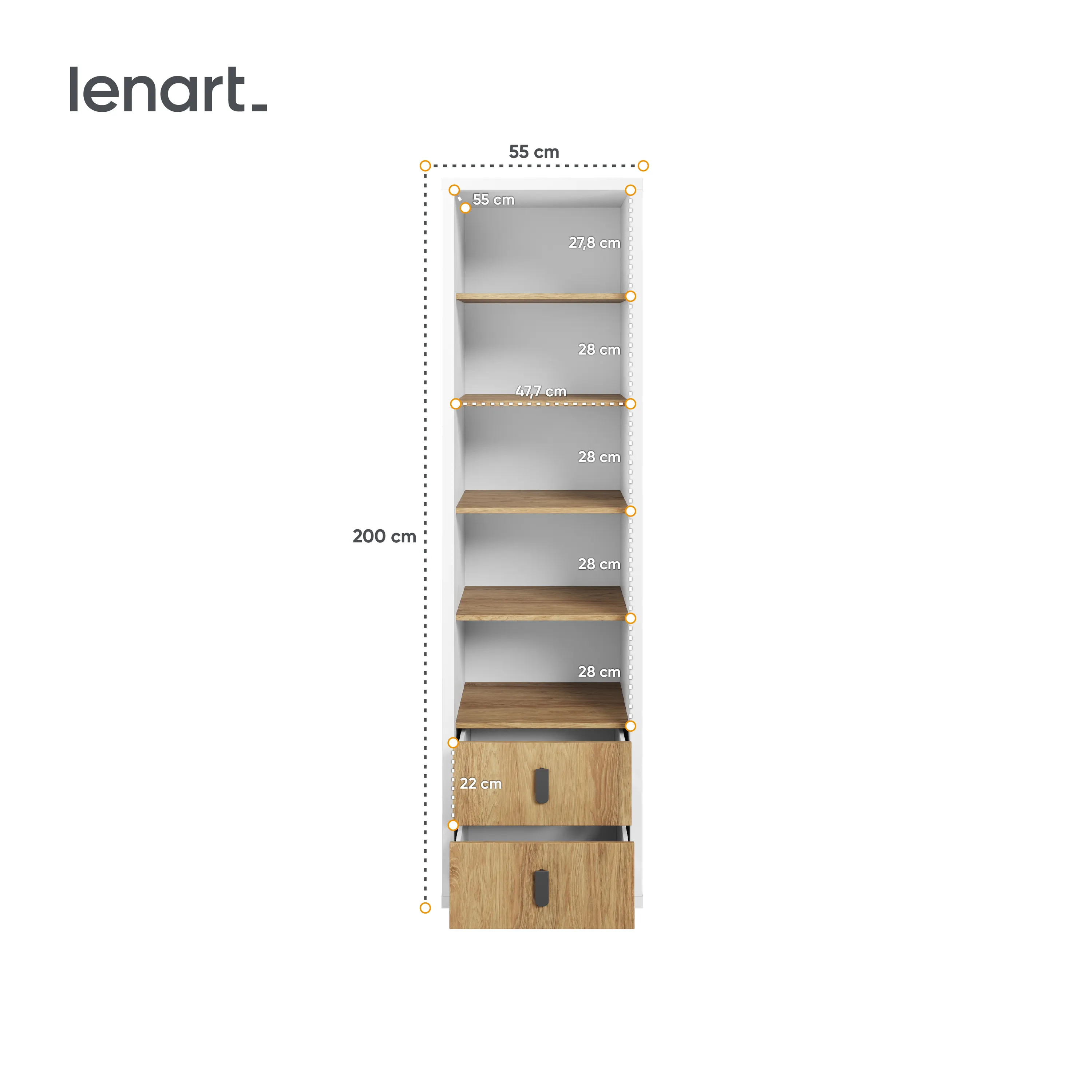 Regał z szufladami Simi MS-03 55cm biały - MS3BH