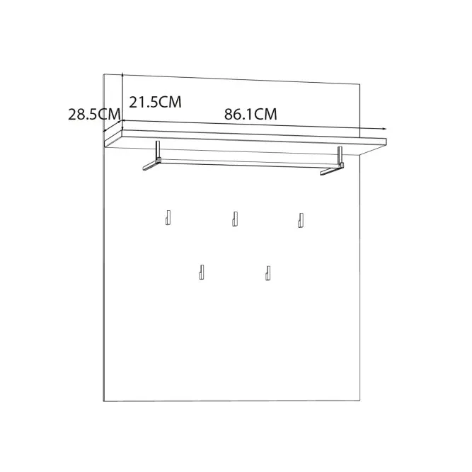 Panel wiszący z półką i haczykami CHISBURY - dąb riviera, modrzew jasny sibu - BHLD202-M482